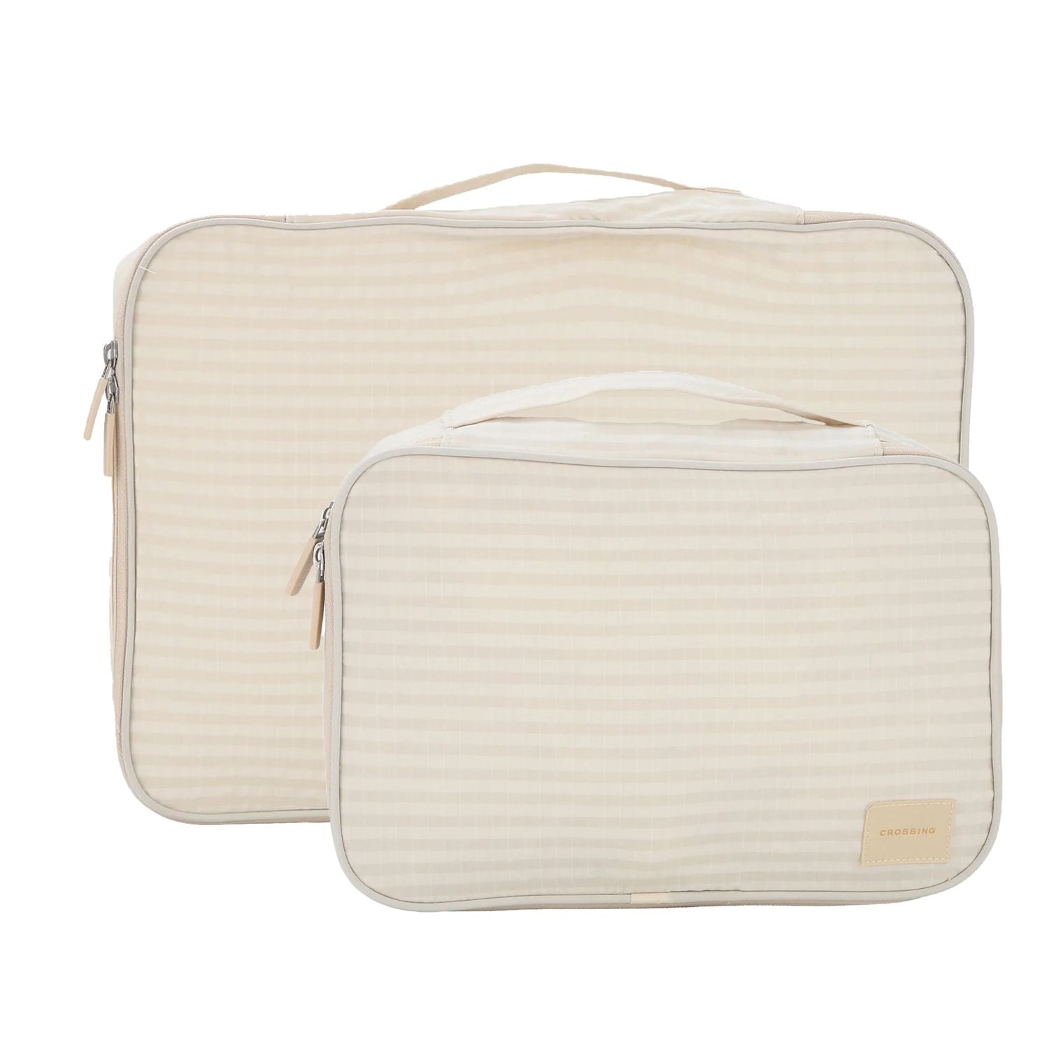 Crossing Waterproof Rayon Checked Packing Cube Set (2-Piece Set) - Beige