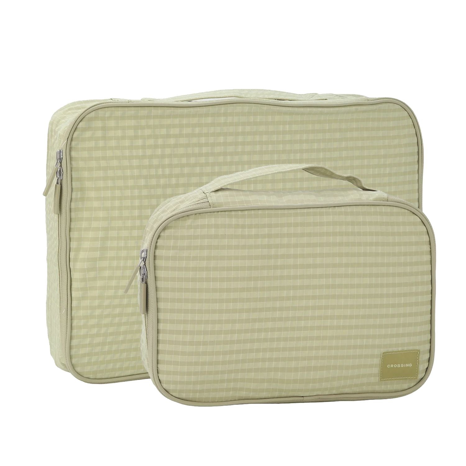 Crossing Waterproof Rayon Checked Packing Cube Set (2-Piece Set) - Green