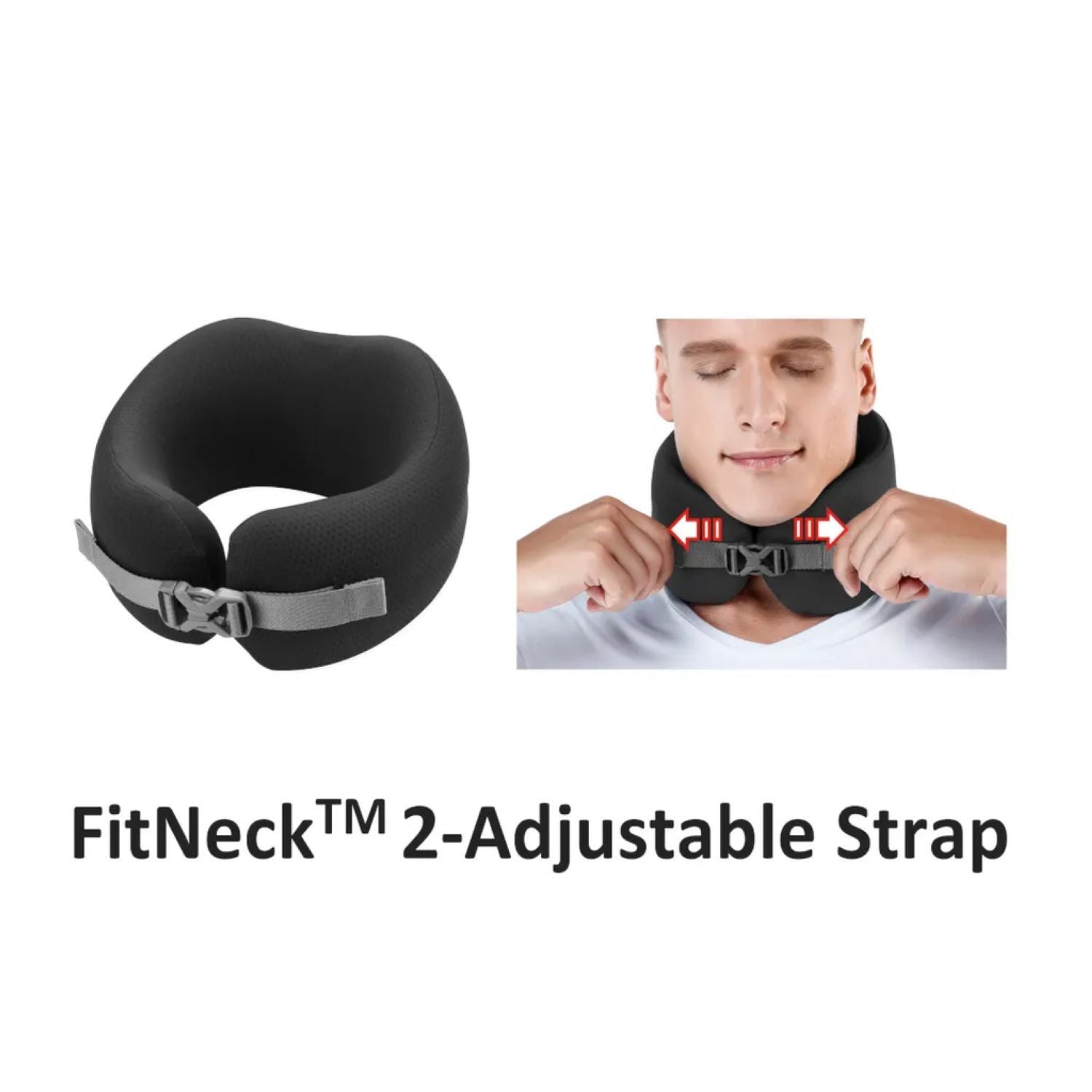 Easynap Foldable Pocket Travel Neck Pillow With Pouch Large - Moonless Night (Black)