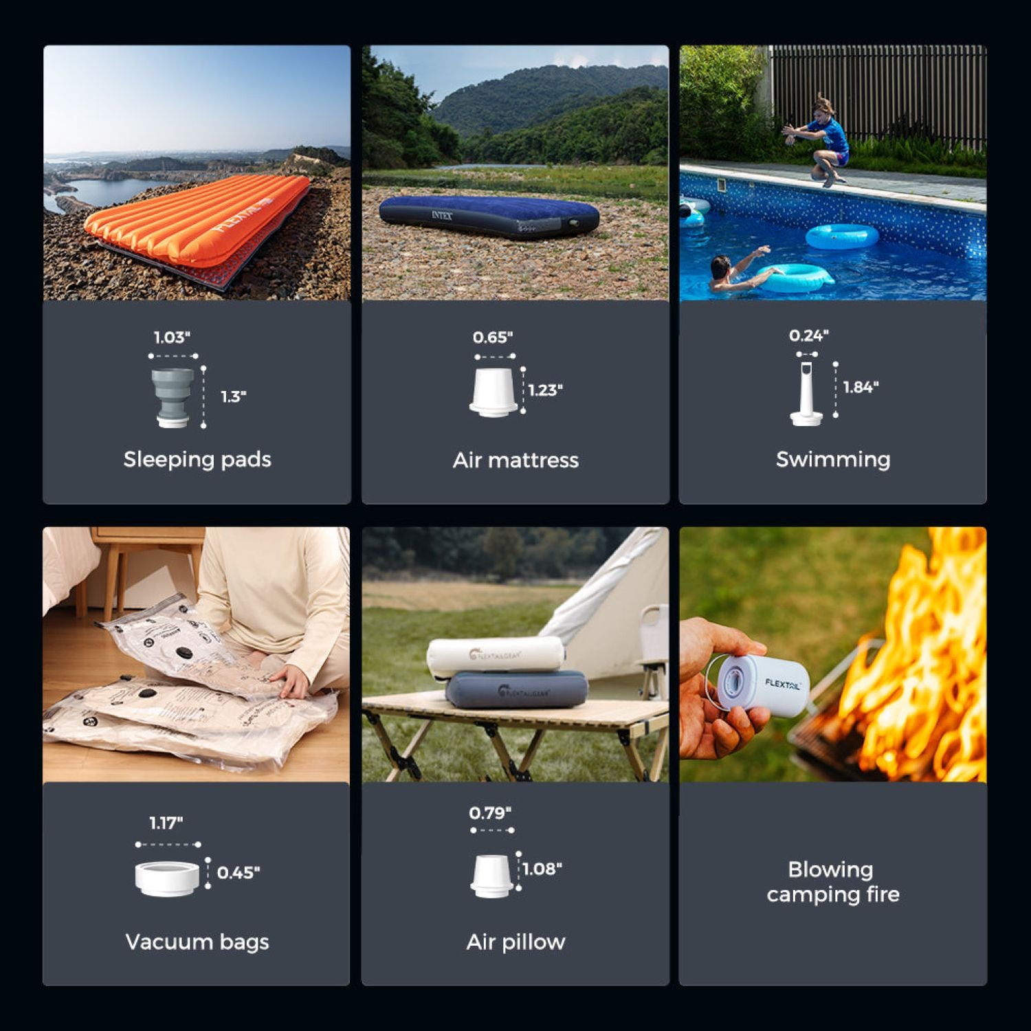 Flextail Tiny Portable Travel Vacuum Pump 2X - Black