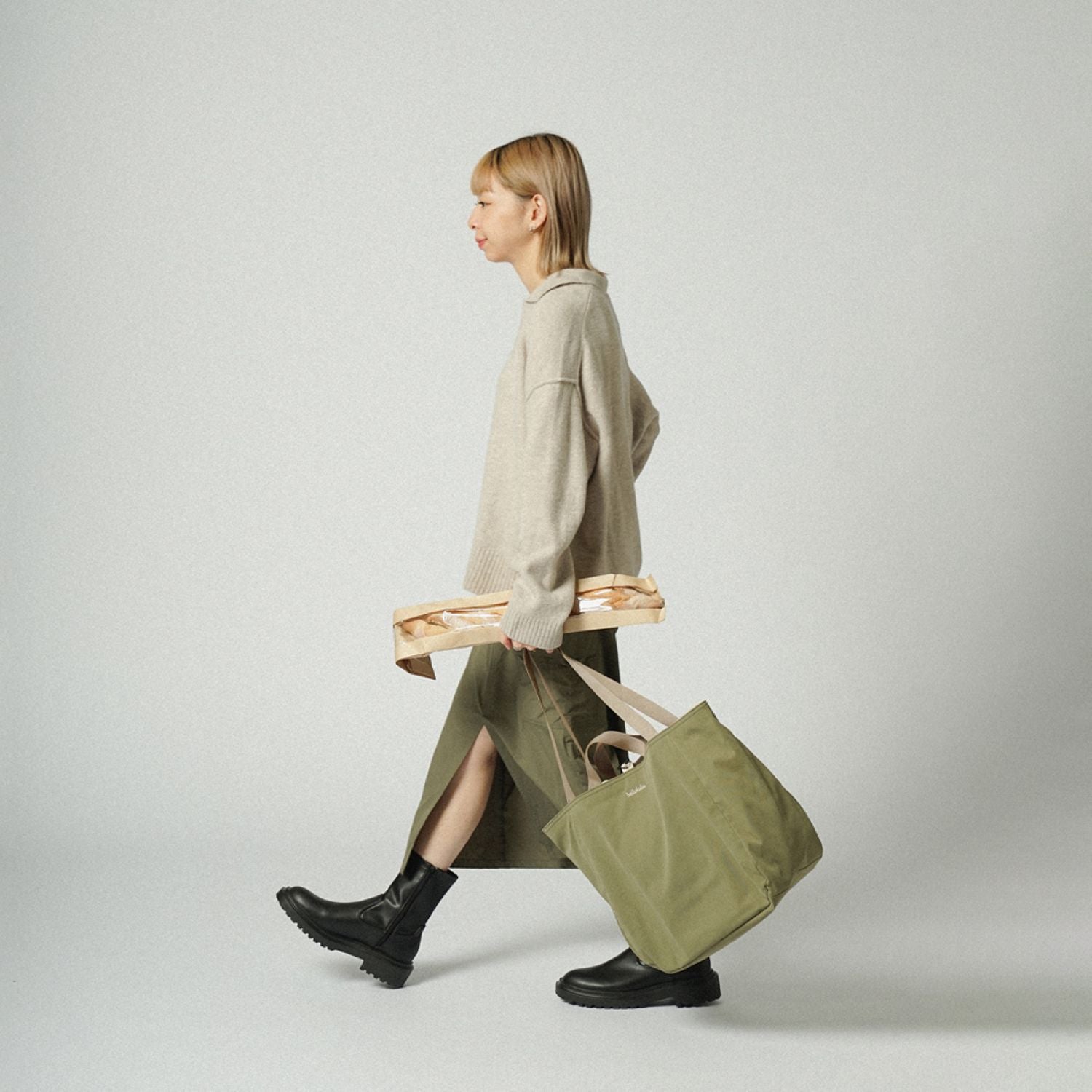 Hellolulu Jake Double Sided 2 Way Tote Recycled (Bright Olive/Linen)