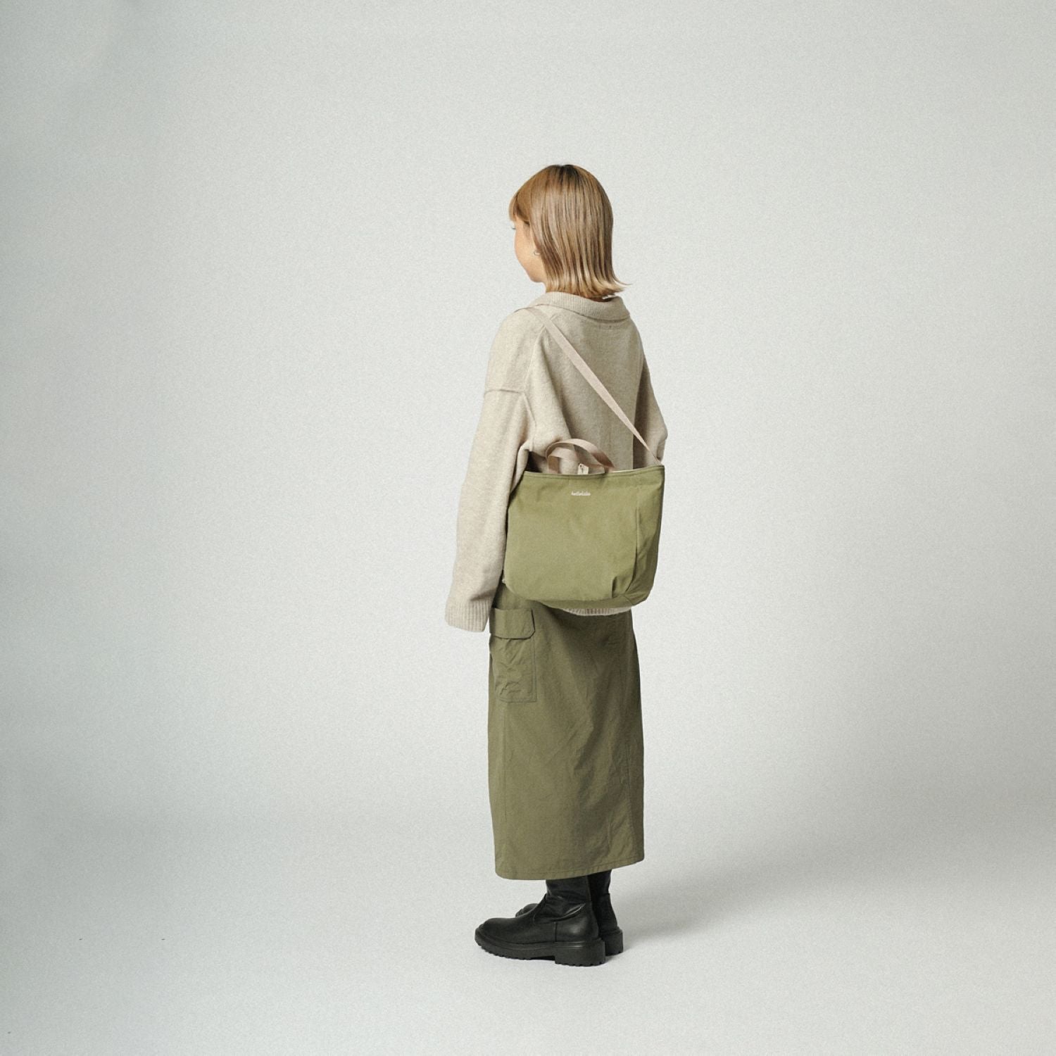 Hellolulu Jolie Double Sided 2 Way Shoulder Bag Recycled (Bright Olive/Linen)