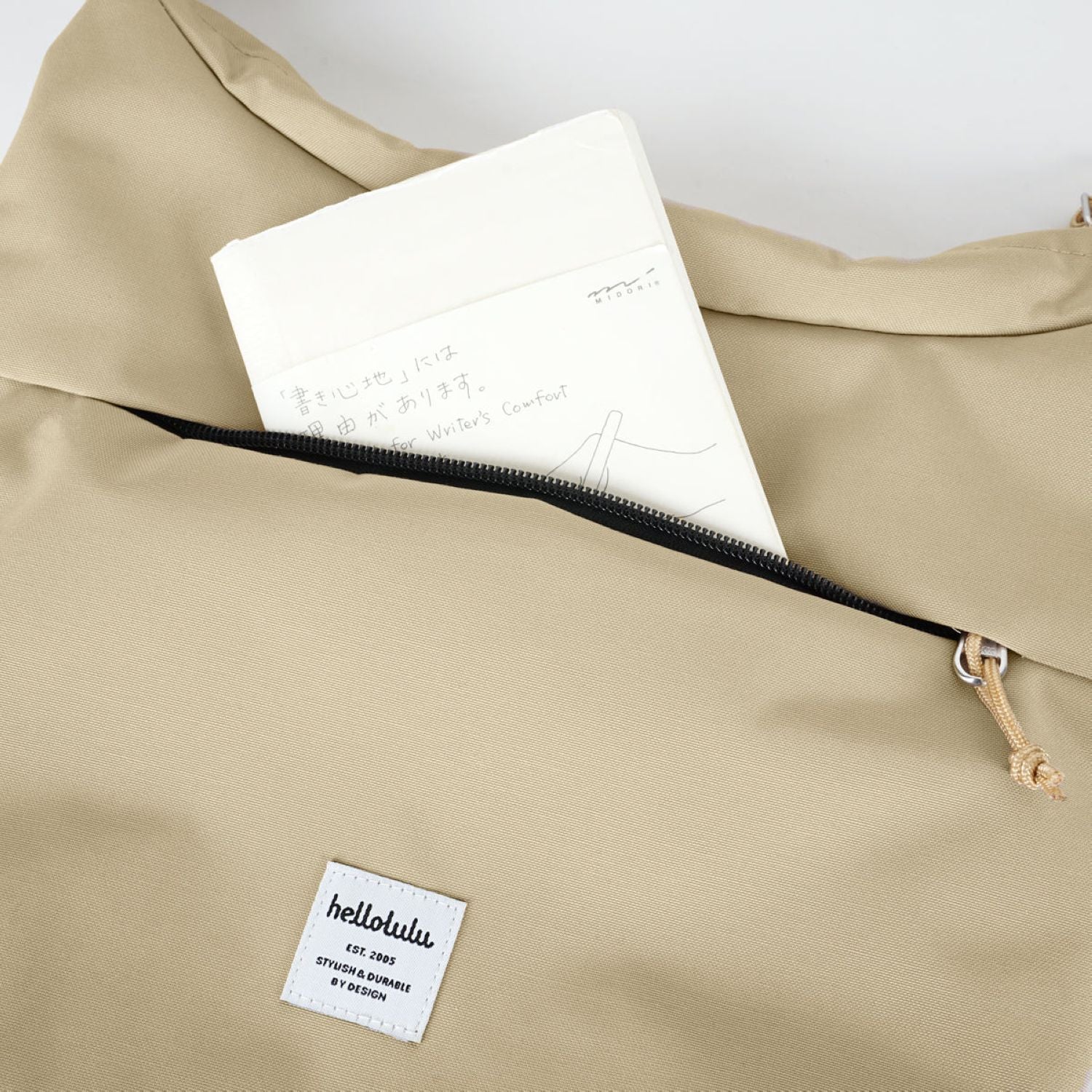 Hellolulu Lucas Wide Zip Shoulder Bag (Fog Khaki)