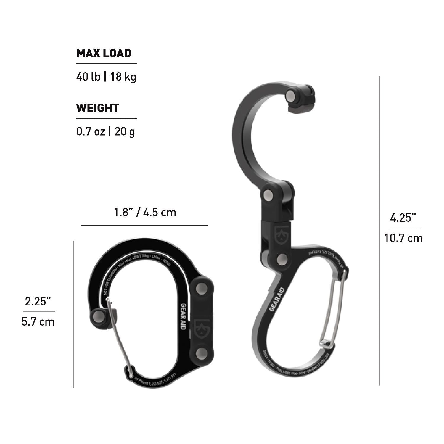 Heroclip Carabiner Mini - Black & Red