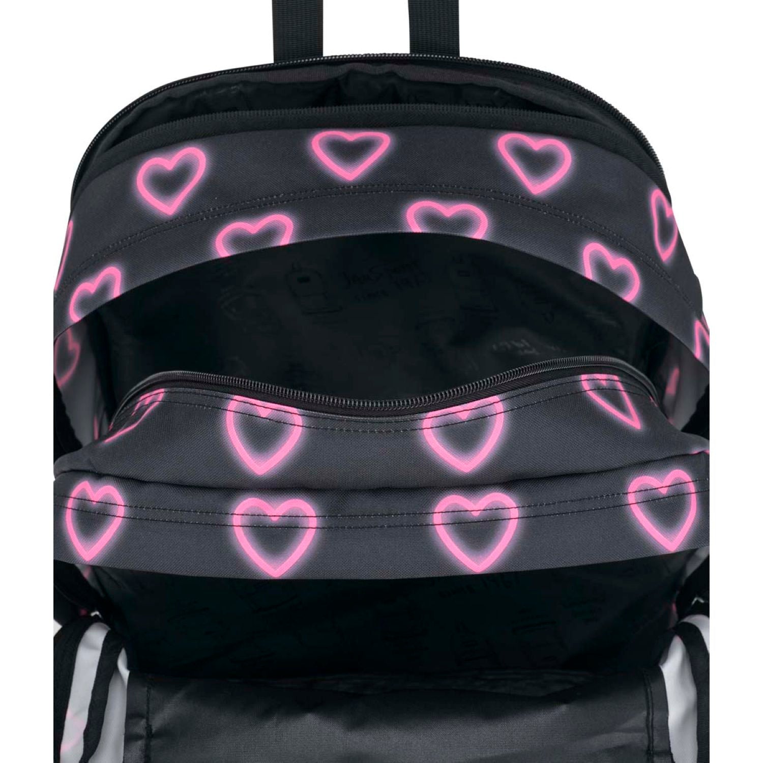 Jansport Big Student Backpack - Happy Hearts Black