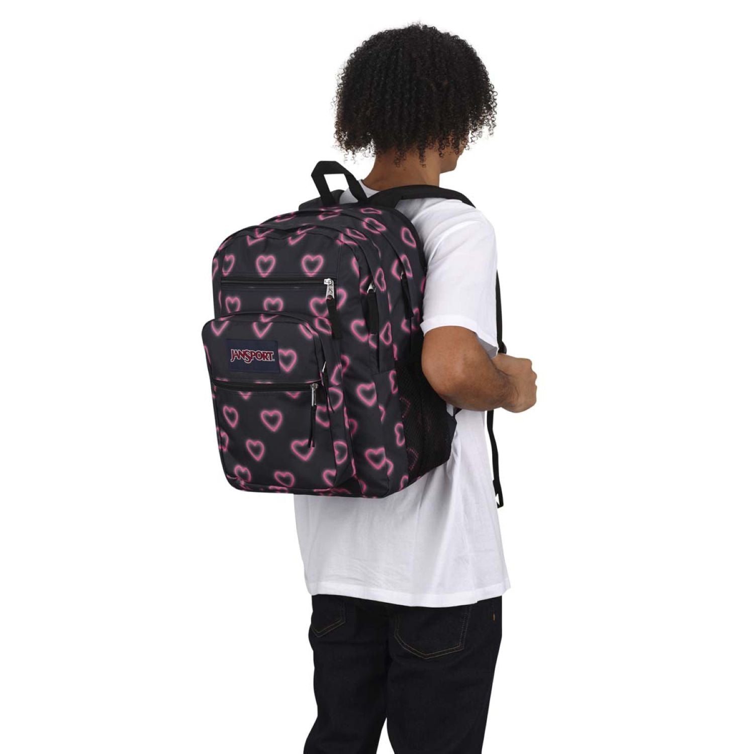 Jansport Big Student Backpack - Happy Hearts Black