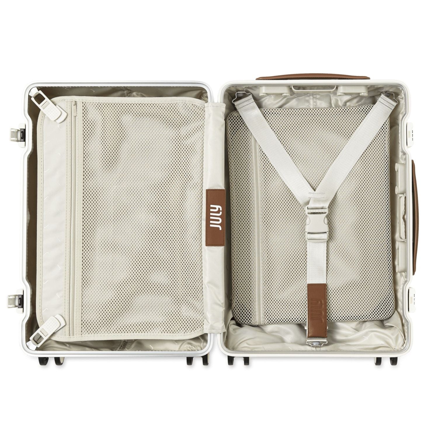 July Carry On Trunk Polycarbonate 21" Luggage With Fast Charge Usb-C Cable - Cream