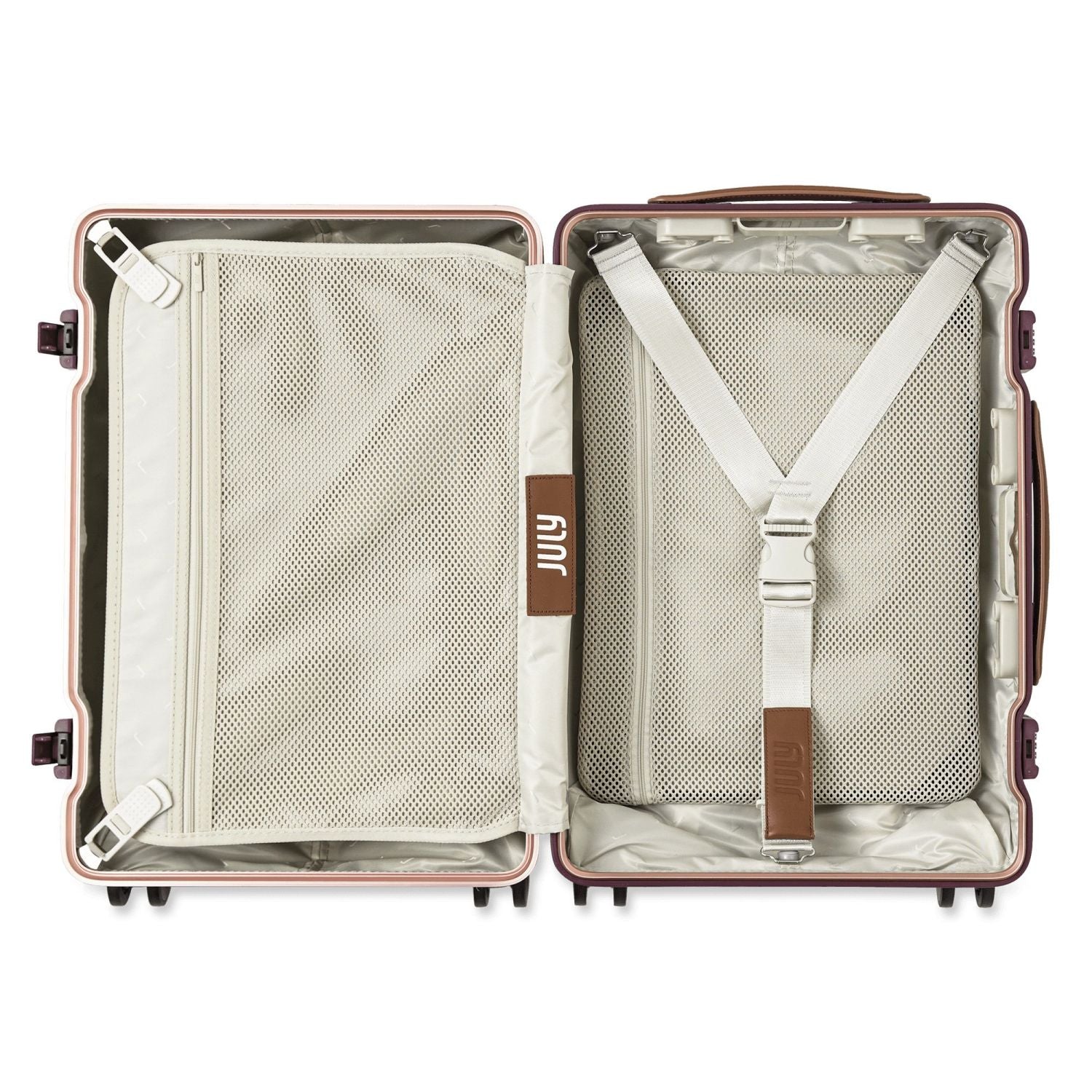 July Carry On Trunk Polycarbonate 21" Luggage With Fast Charge Usb-C Cable - Plum