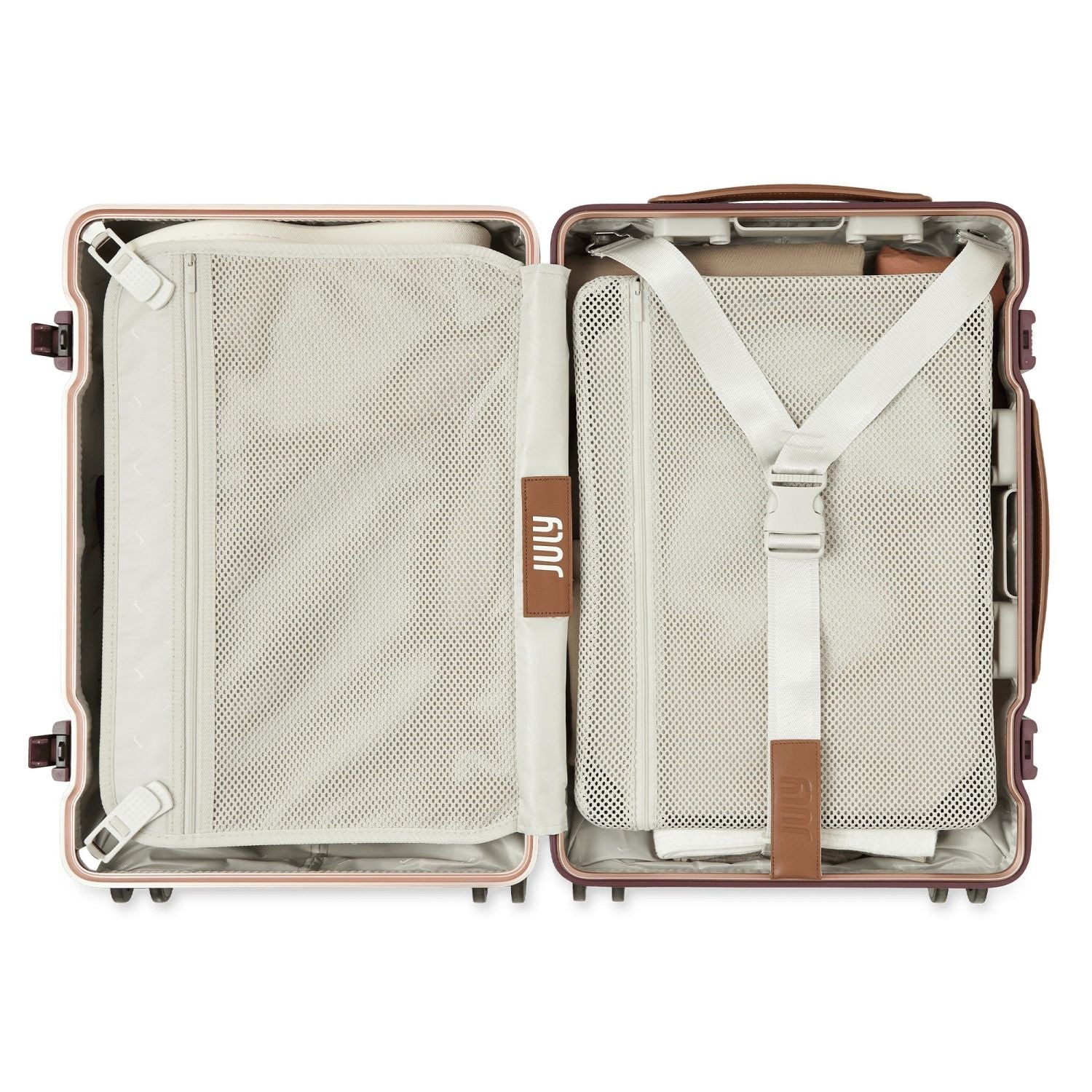 July Carry On Trunk Polycarbonate 21" Luggage With Fast Charge Usb-C Cable - Plum