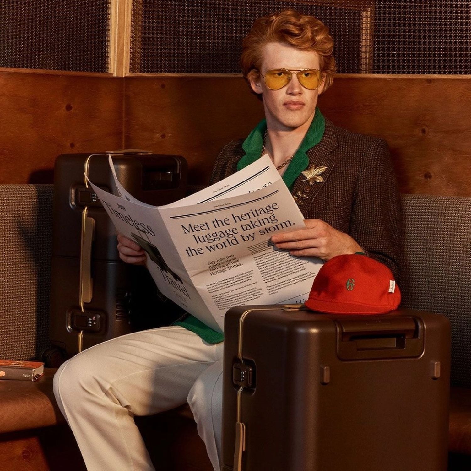 July Checked Trunk Polycarbonate Frame 28" Luggage - Matte Brown