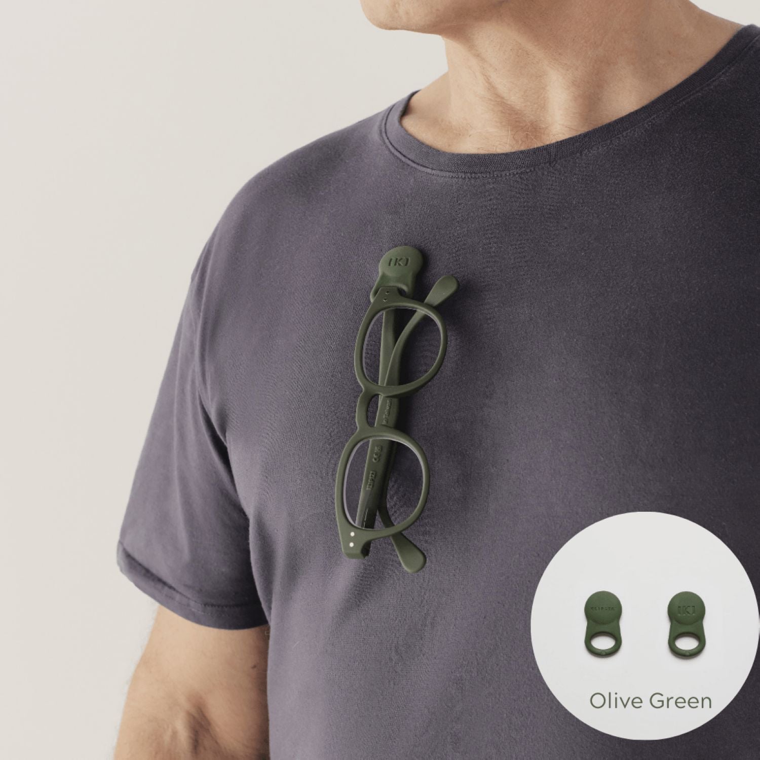Klipsta Spex Glasses Clips 2 Pack (Olive Green)
