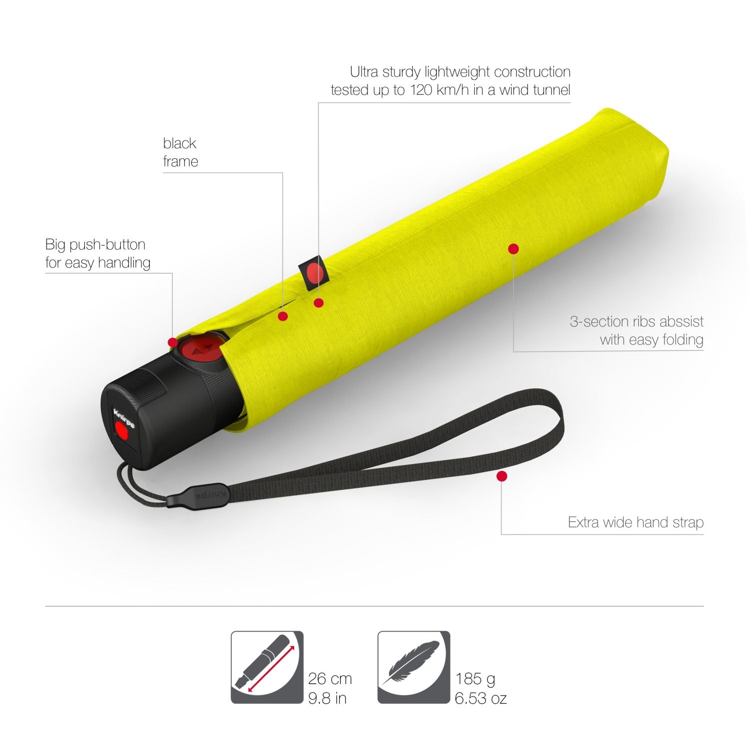 Knirps U.200 Ultra Light Duomatic Umbrella - Yellow