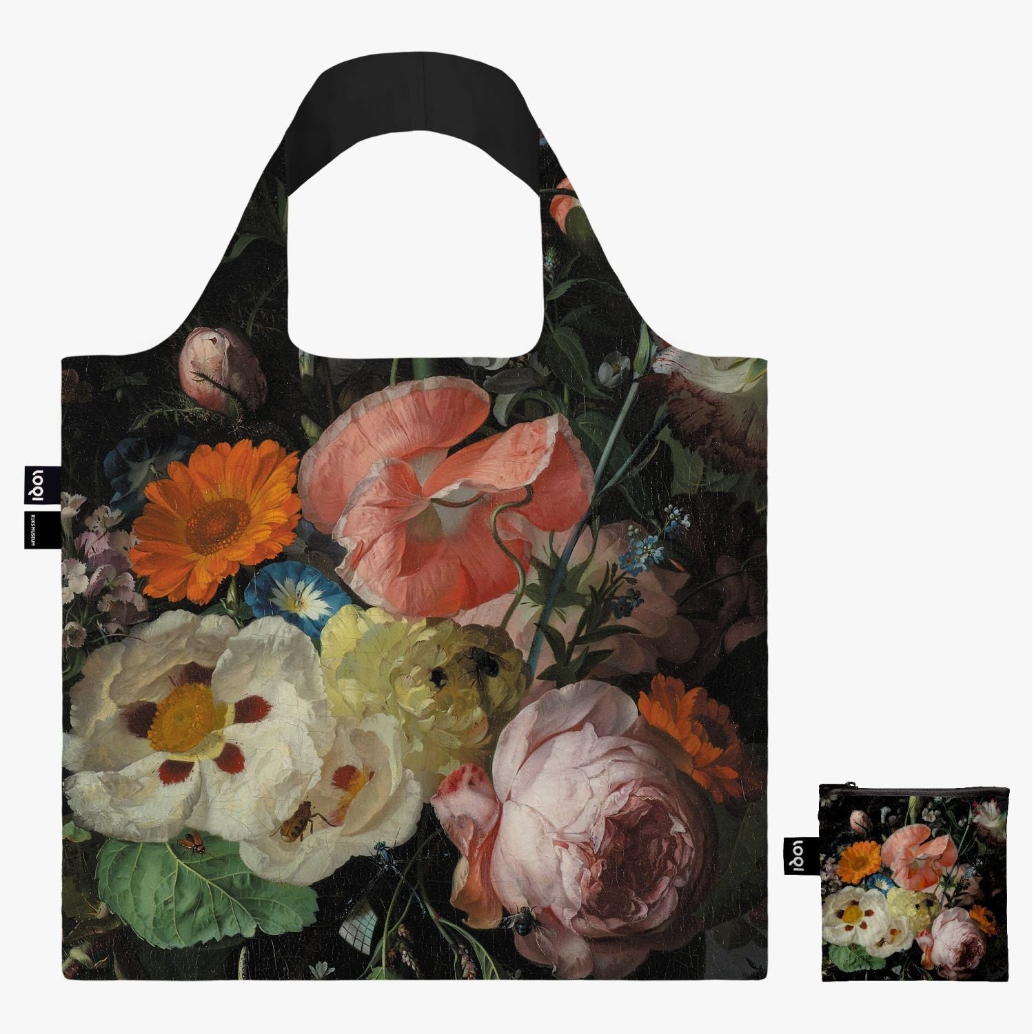 LOQI Museum Bag - Rachel Ruysch - Still Life With Flowers On A Marble Tabletop Recycled