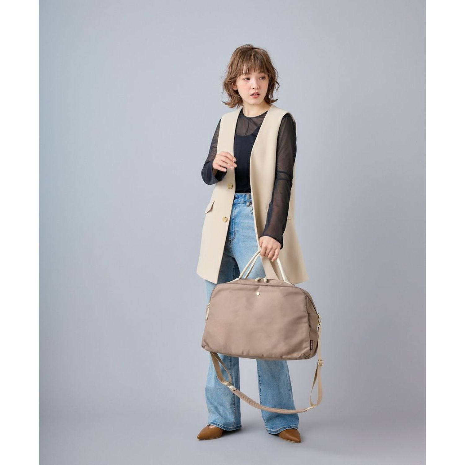 Legato Largo Burden Free 2Way Boston Bag (Light Brown)
