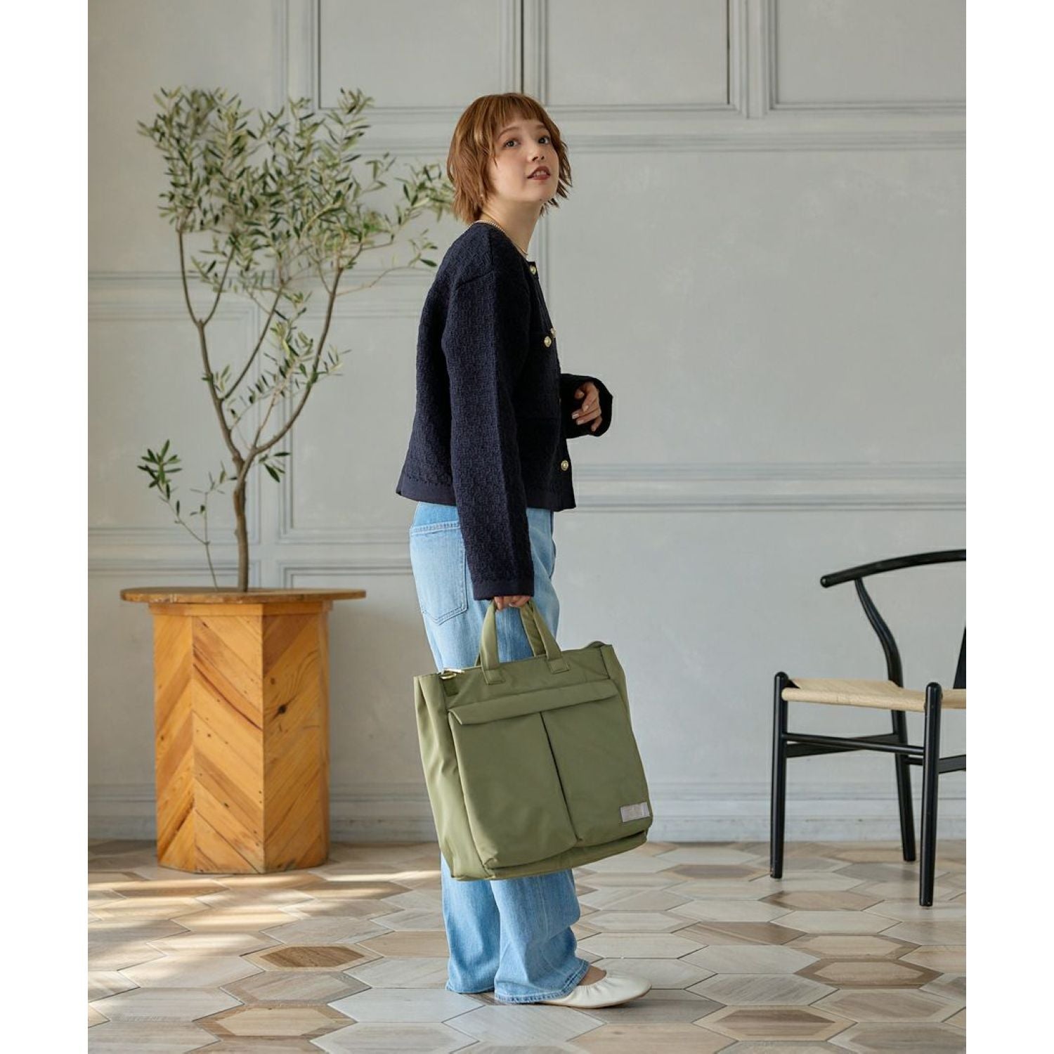 Legato Largo Helmet Bag 2Way A4 Tote Bag (Olive)