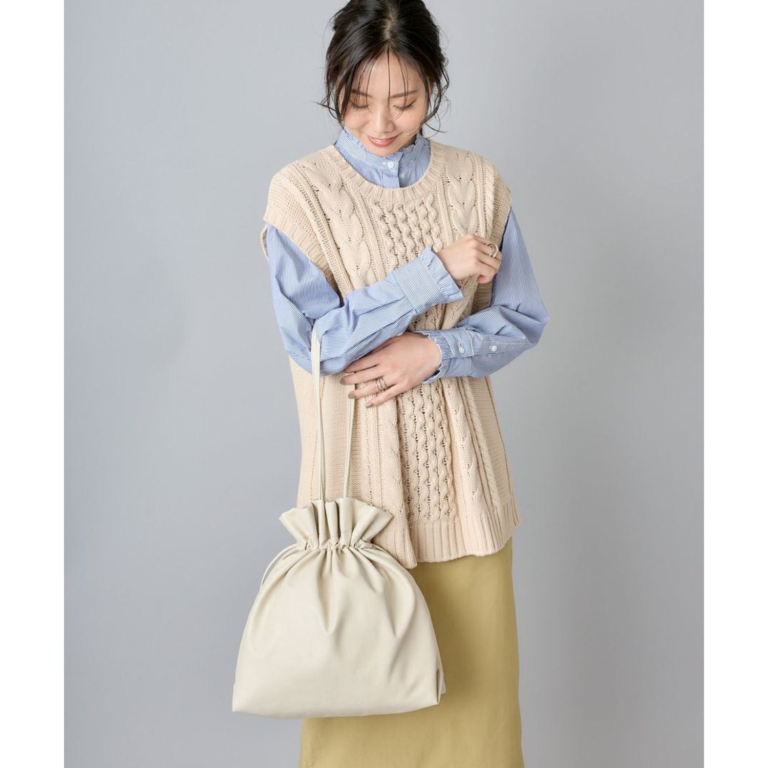 Legato Largo Washable Drawstring A4 Tote Bag (Black)