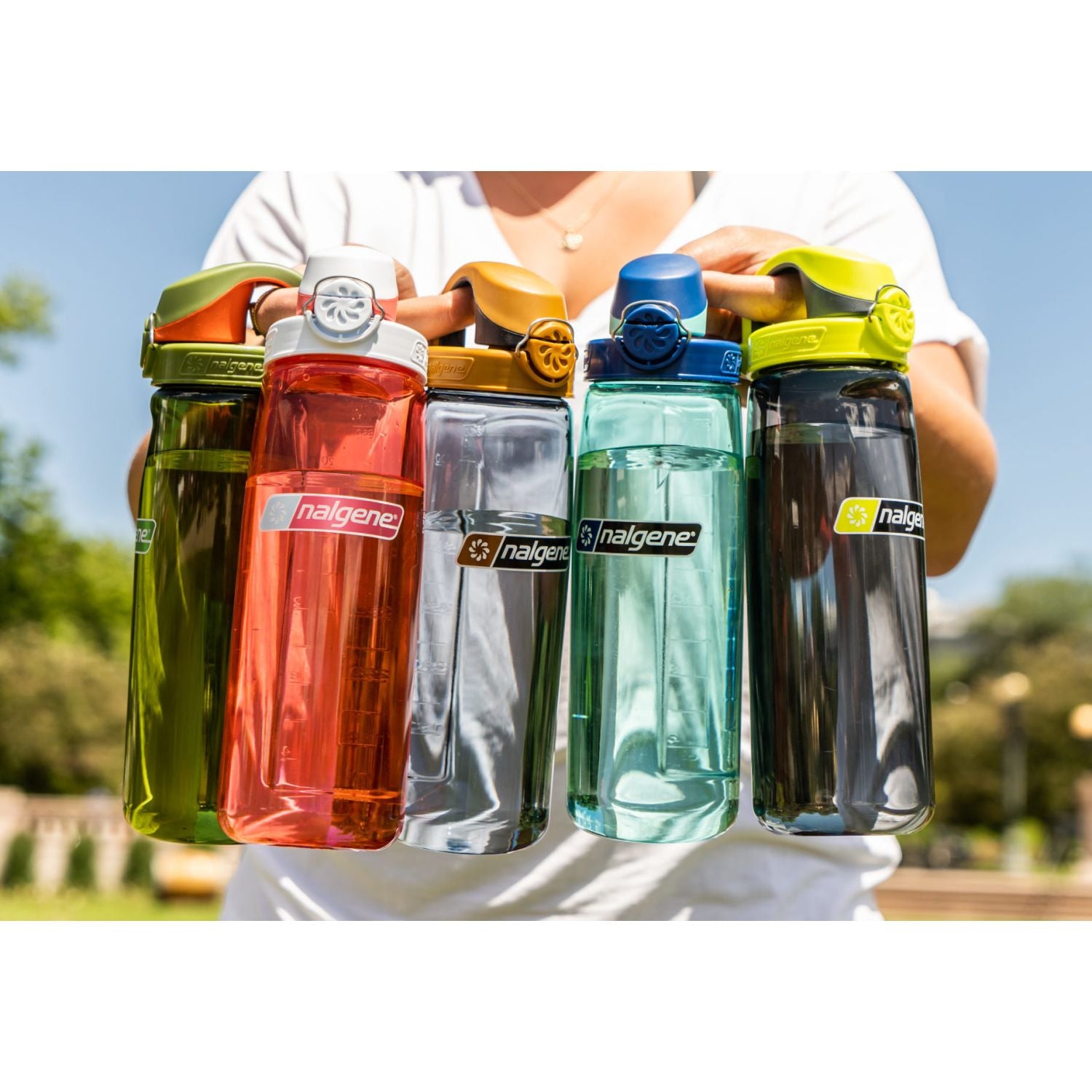 Nalgene 24oz On-The-Fly (OTF) Sustain Water Bottle - Rhino with Brown Black Cap