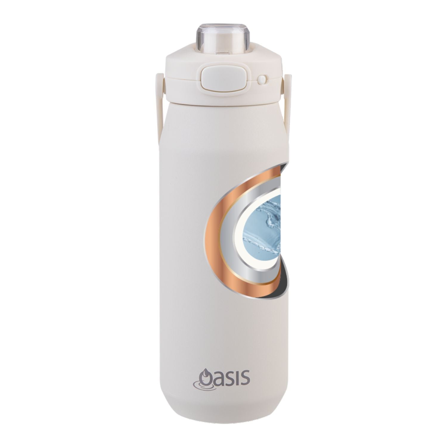 Oasis Ceramic Stainless Steel Triple Wall Capri Quick Release Drink Bottle 750ML - Alabaster