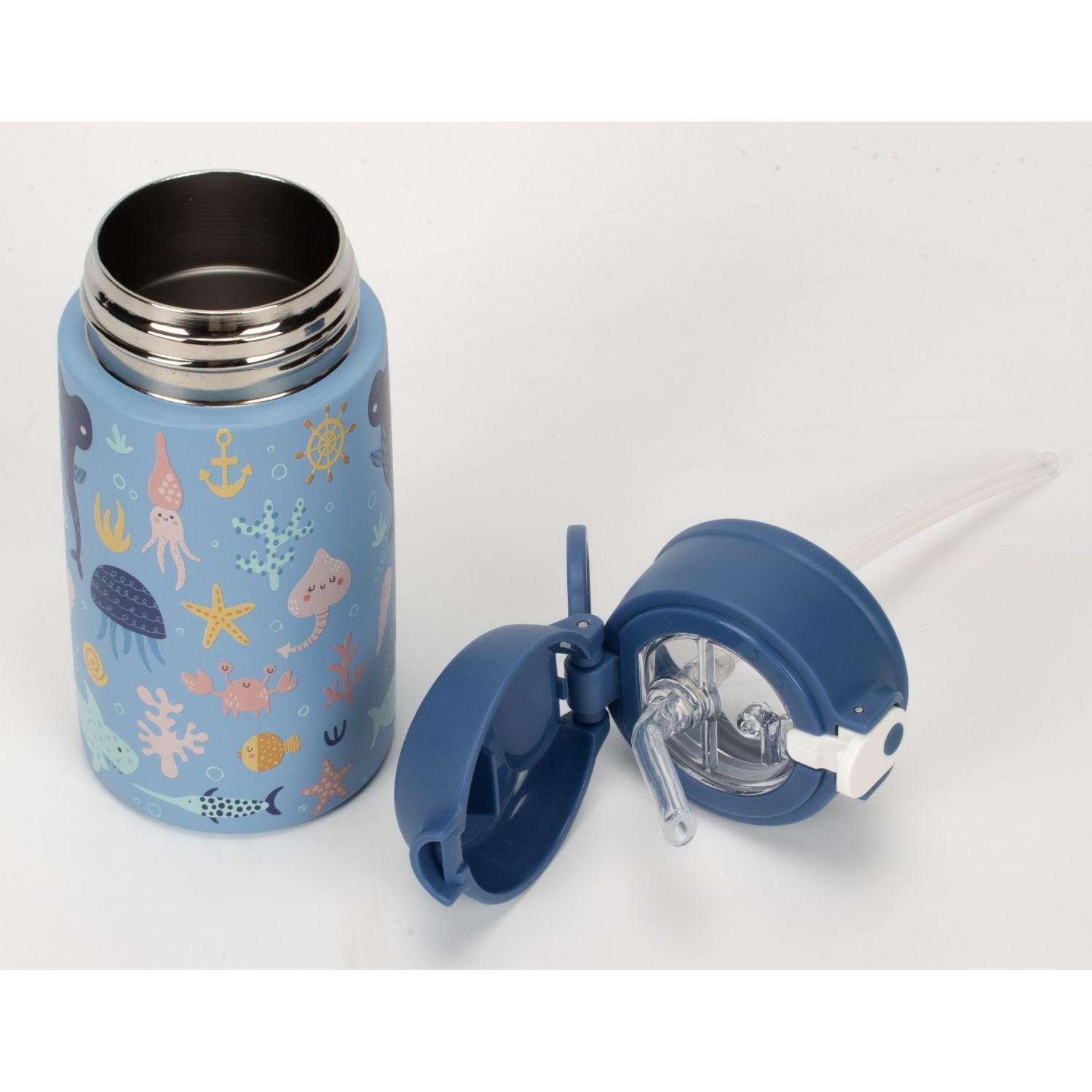 Oasis Kids Water Bottle with Sipper Silicone Straw 400ML - Marine Mania