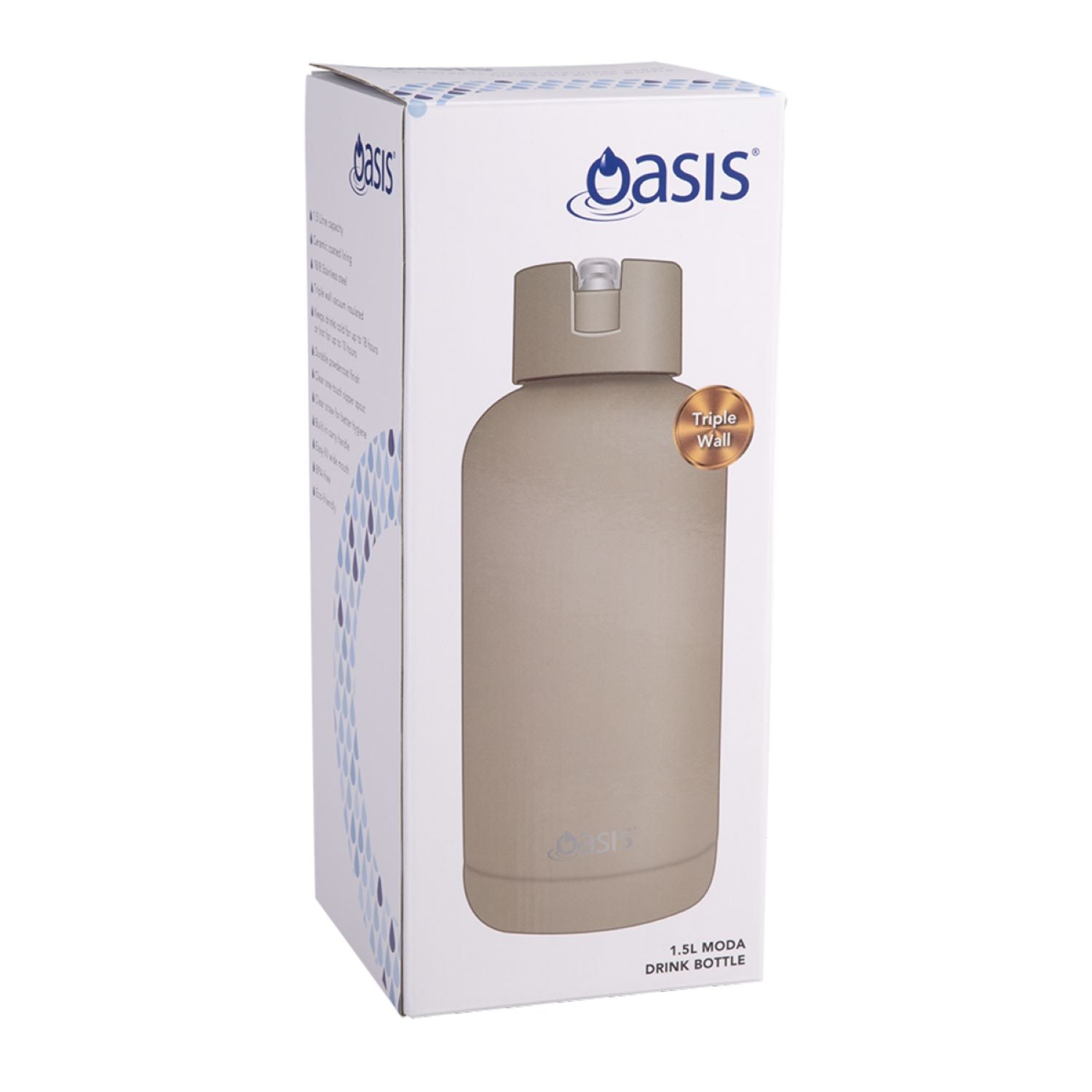 Oasis Stainless Steel Insulated Ceramic Moda Bottle 1.5L - Latte