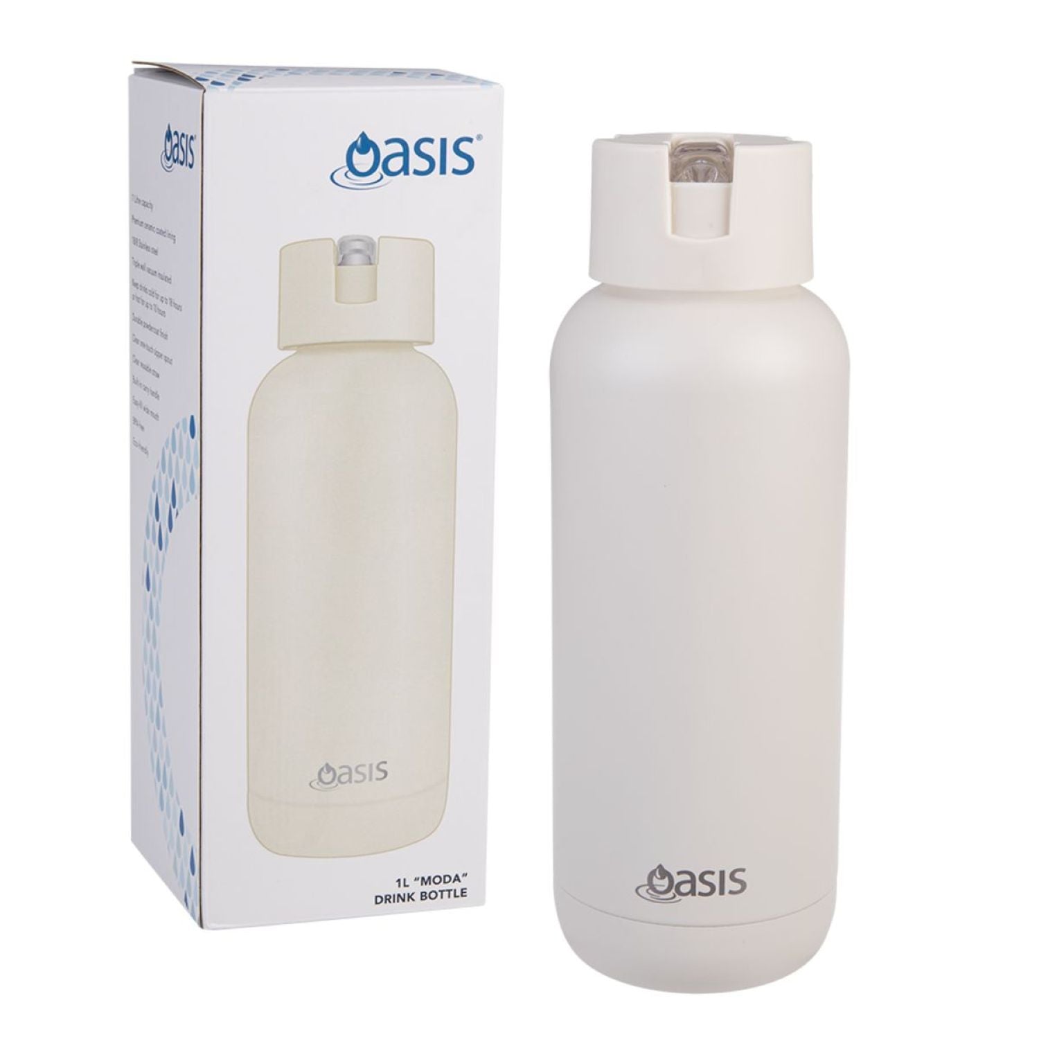 Oasis Stainless Steel Insulated Ceramic Moda Bottle 1L - Alabaster
