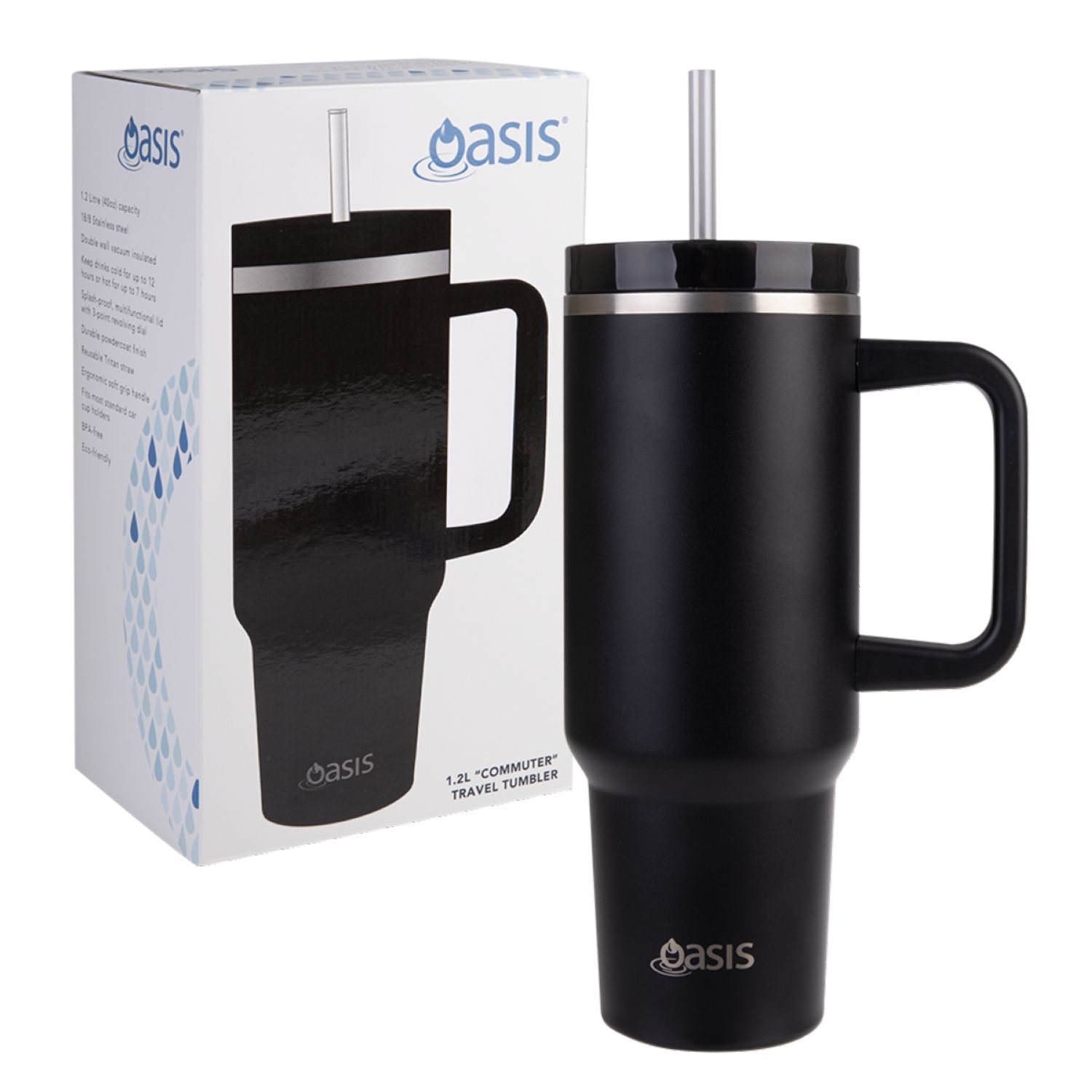 Oasis Stainless Steel Insulated Commuter Travel Tumbler 1.2L - Black