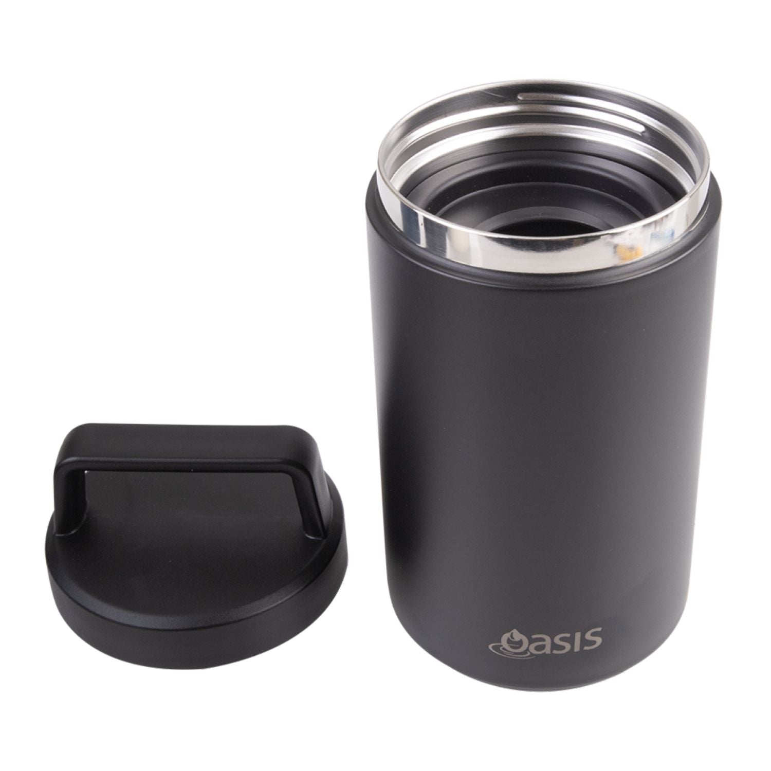 Oasis Stainless Steel Insulated Dual Compartment Food Flask with Handle 700ML - Black