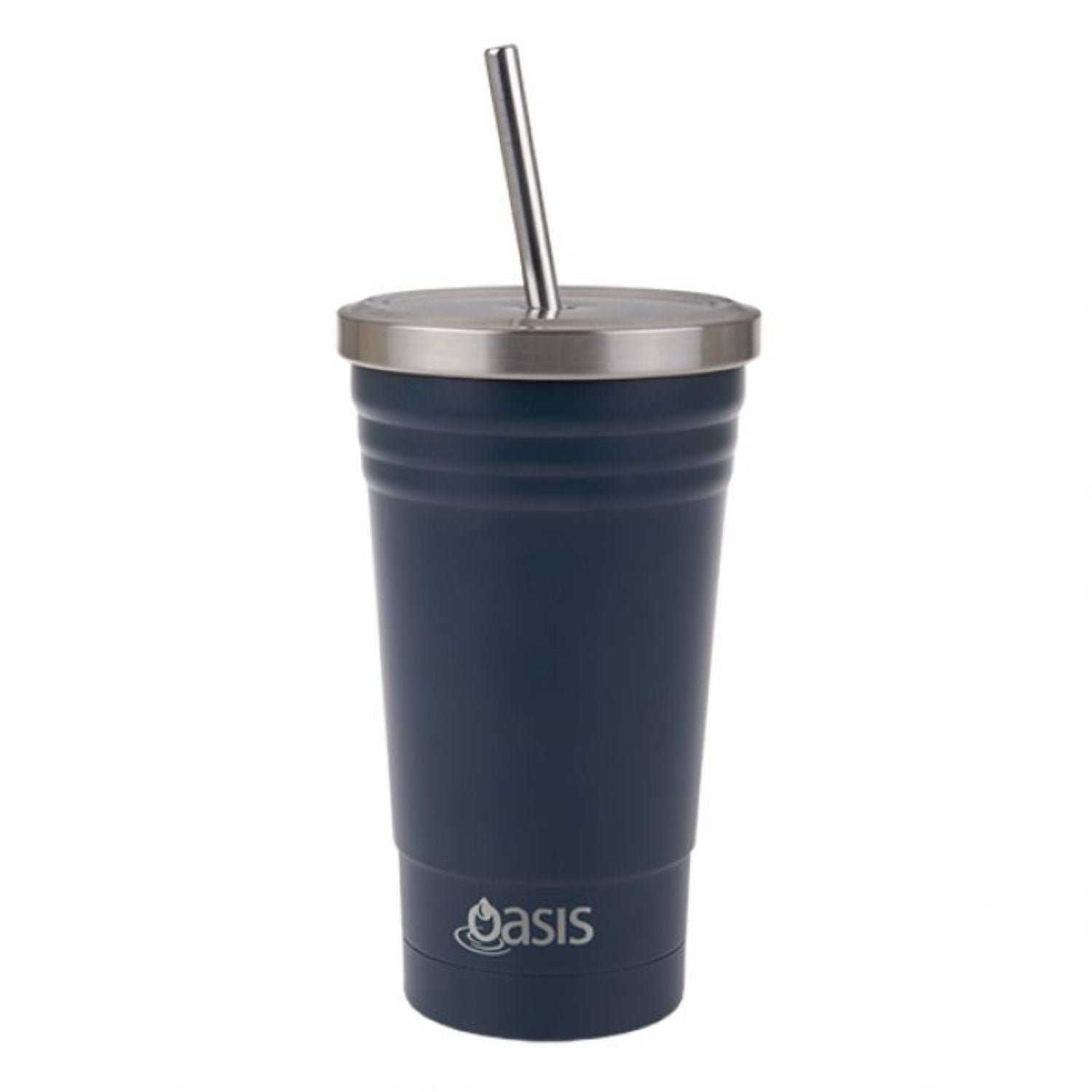 Oasis Stainless Steel Insulated Smoothie Tumbler with Straw 500ML - Navy