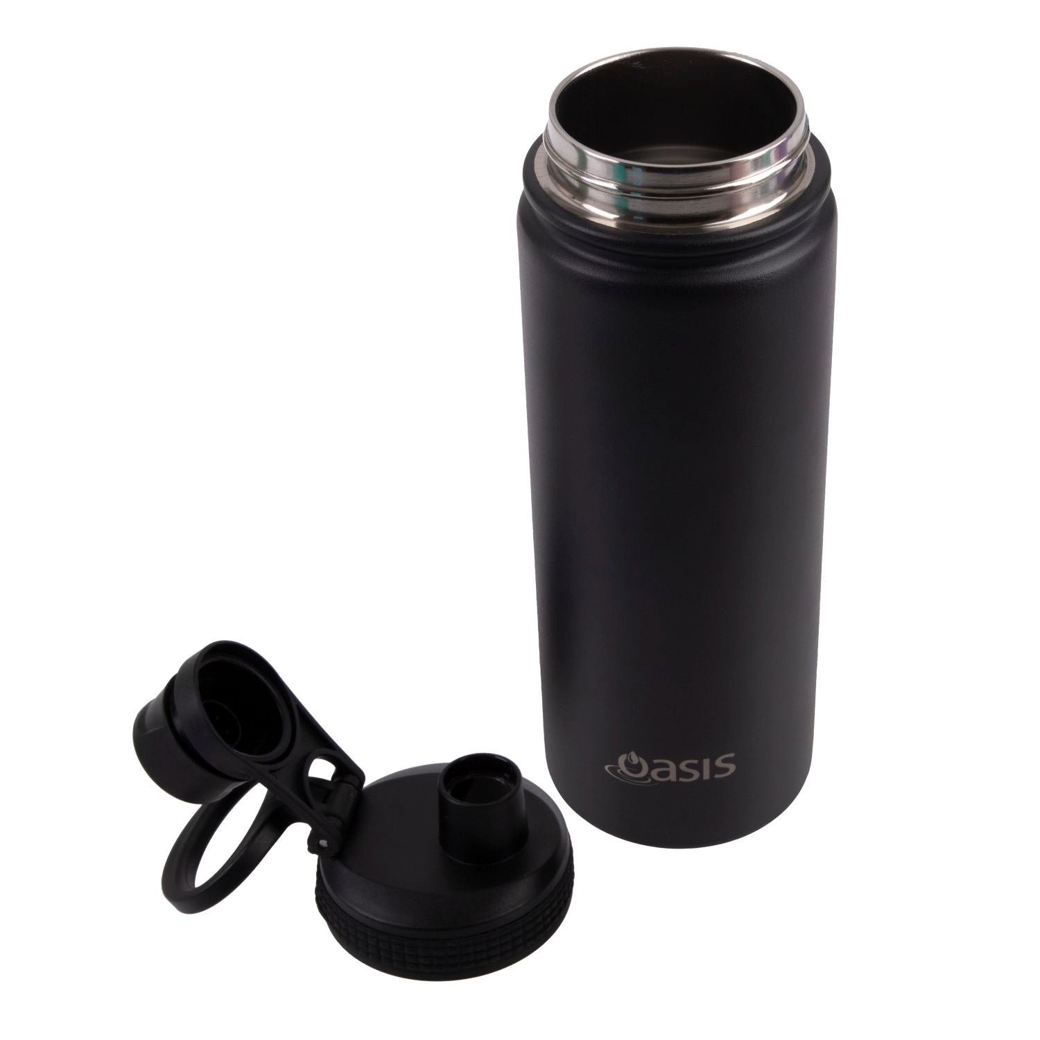 Oasis Stainless Steel Insulated Sports Water Bottle with Screw Cap 550ML - Black