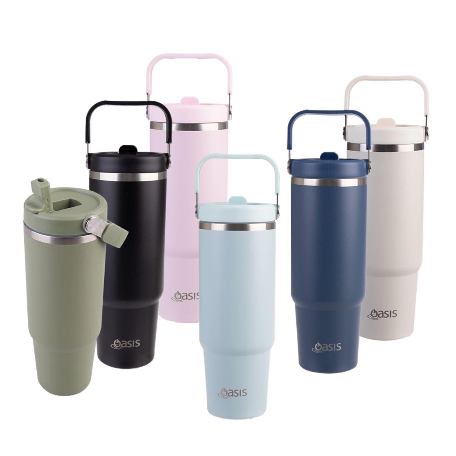 Oasis Stainless Steel Insulated Voyager Carry Tumbler With Sipper Straw 900ML - Pink Lemonade