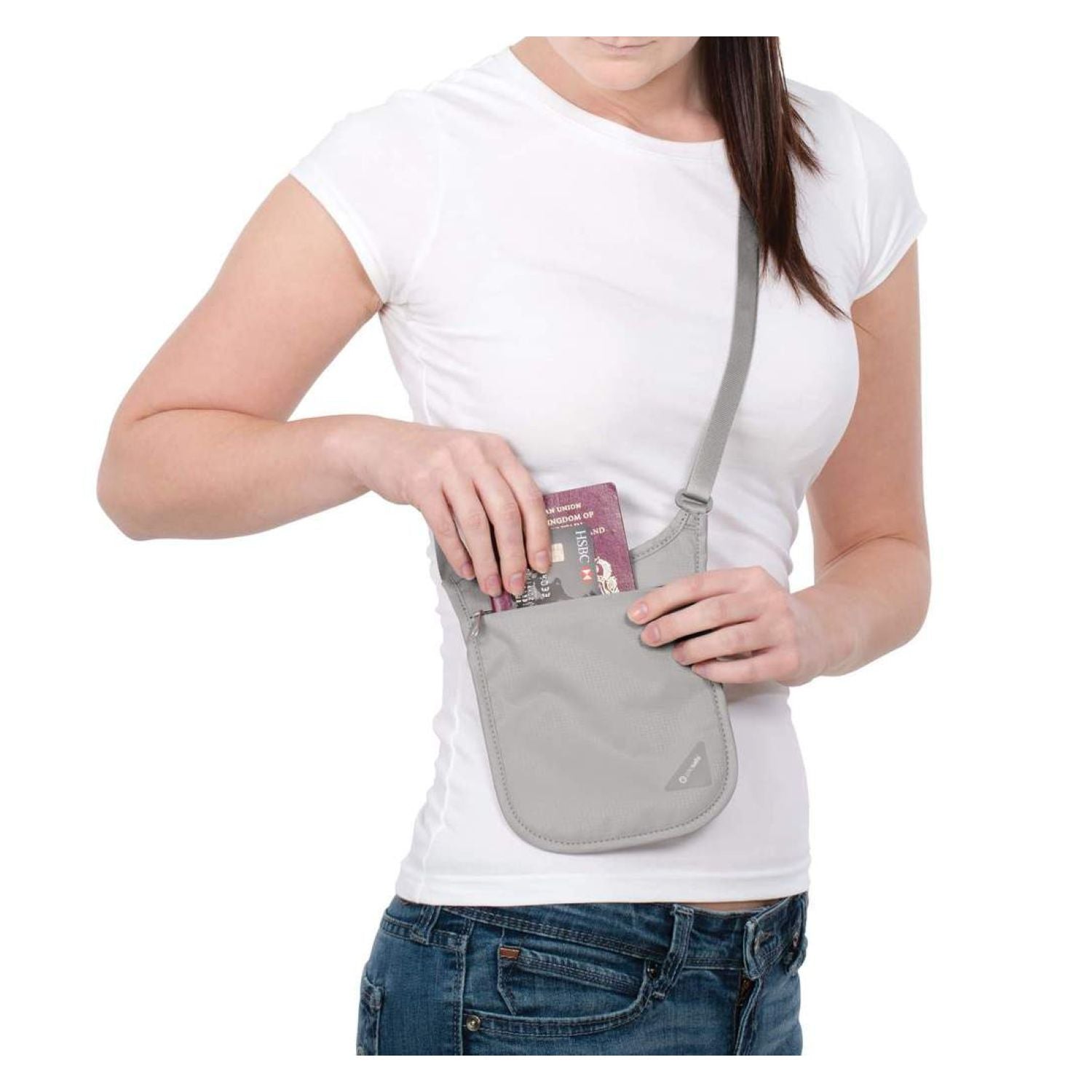 Pacsafe Coversafe V75 RFID Blocking Neck Pouch (Grey)