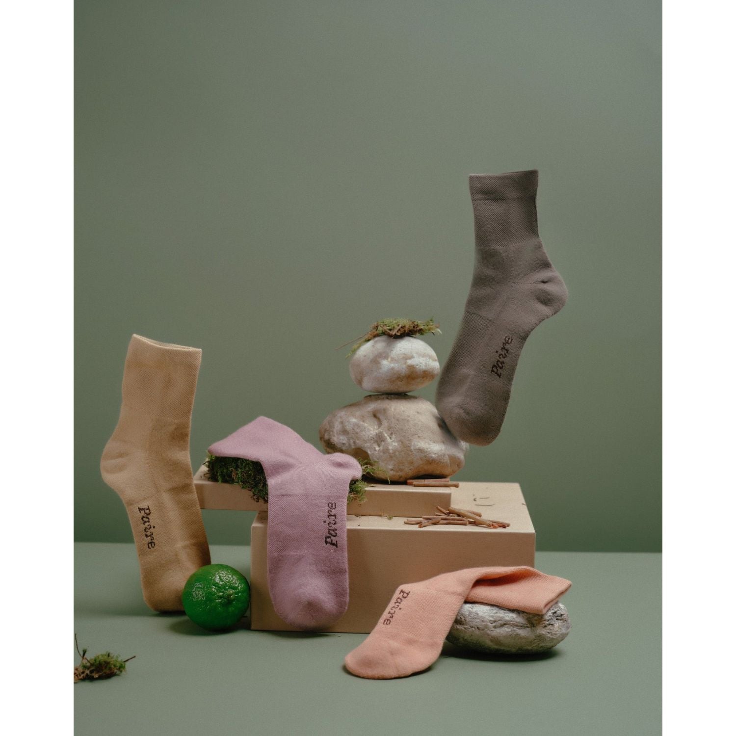 Paire Botanic Merino Wool-Blend Quarter Sock (Moss) - M