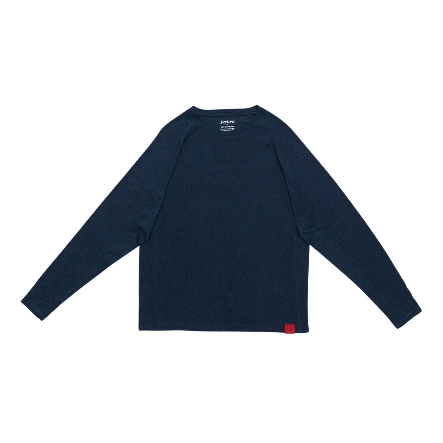 Paire Merino Wool-Blend Unisex Long Sleeve T-Shirt (Navy) - S