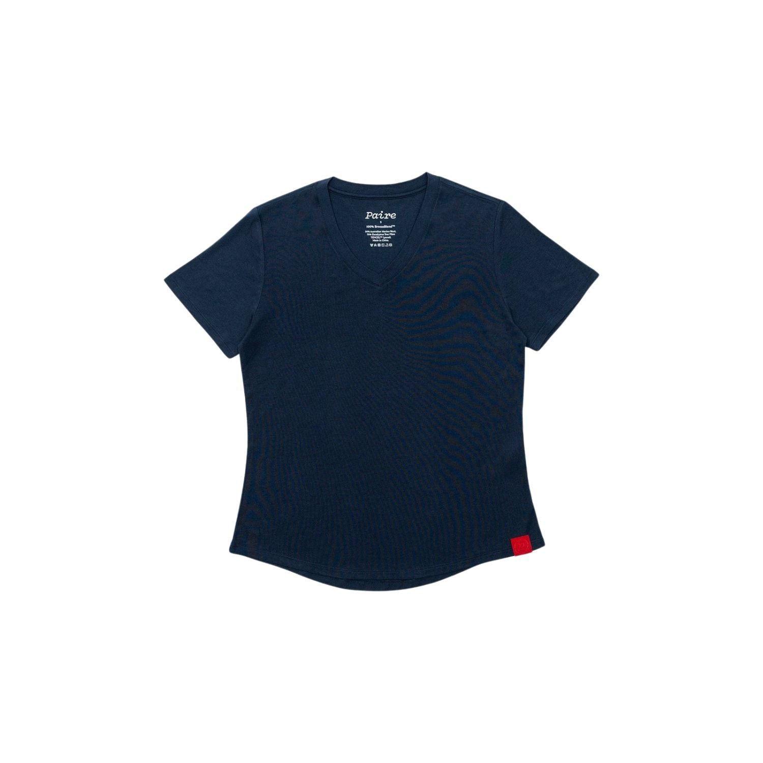 Paire Women's Merino Wool-Blend V-Neck T-Shirt (Navy) - M