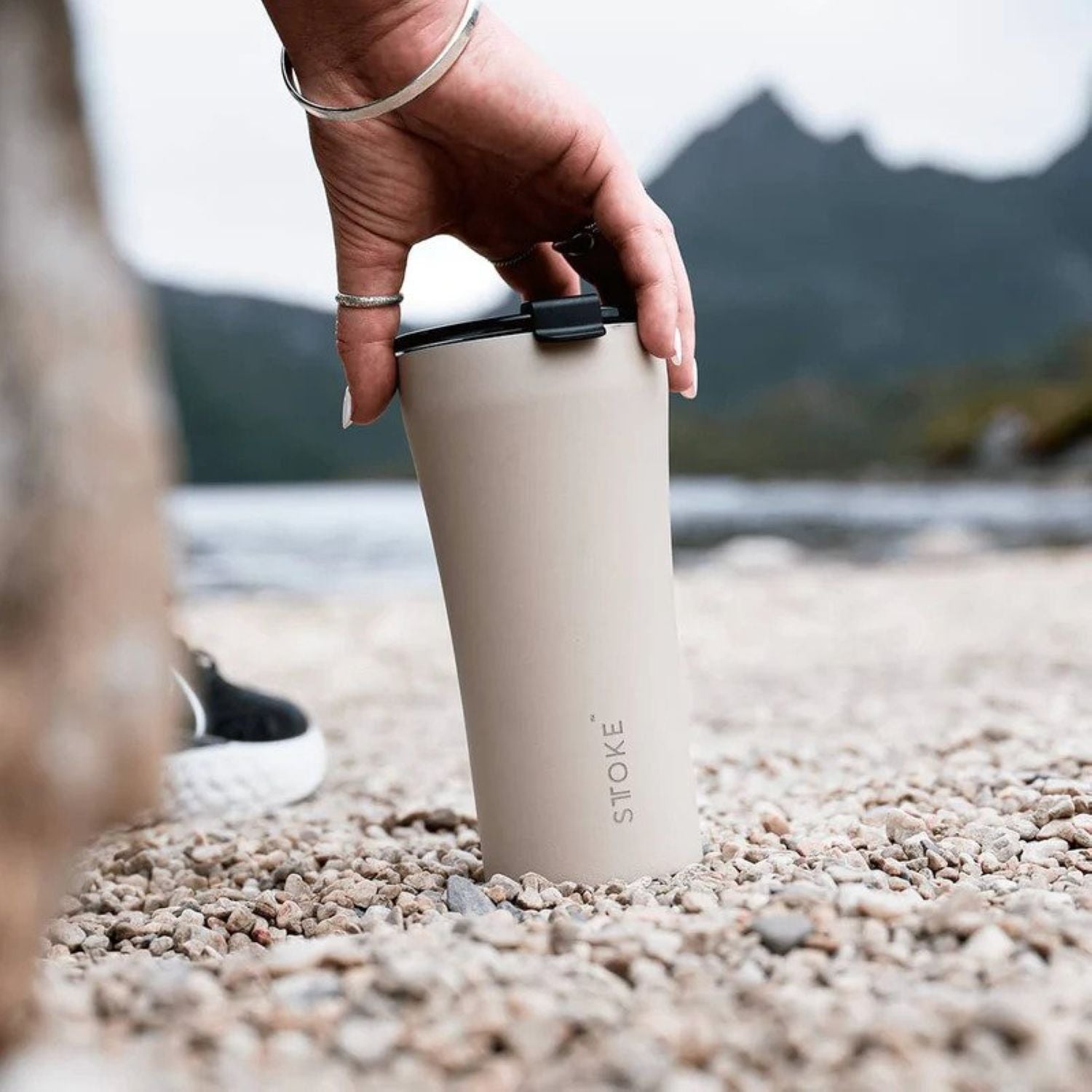 STTOKE Limited Edition Leakproof Ceramic Insulated Cup Powder Coating 16oz - Mousse Taupe