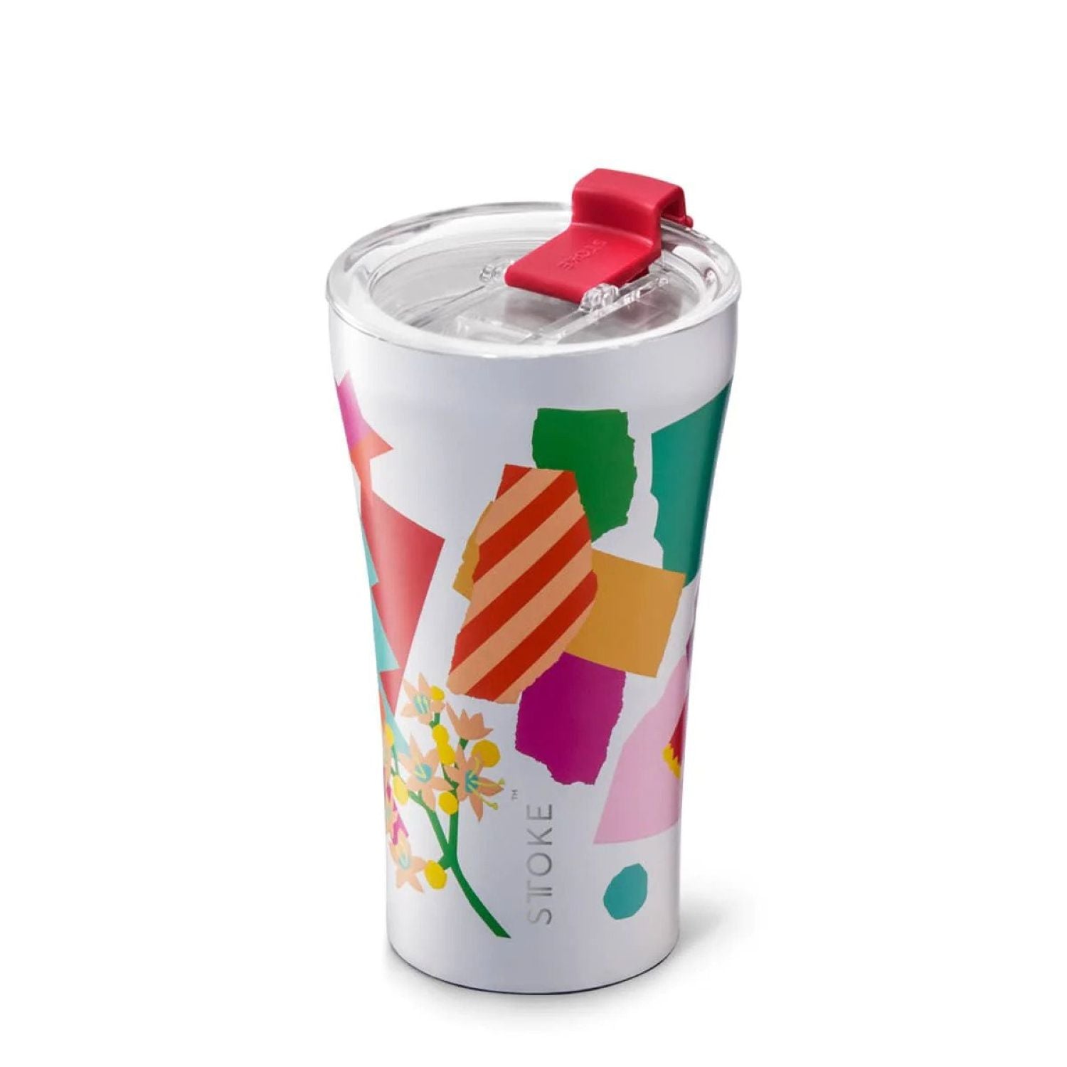STTOKE Leah Summer Blooms Leakproof Ceramic Insulated Cup 12oz - White