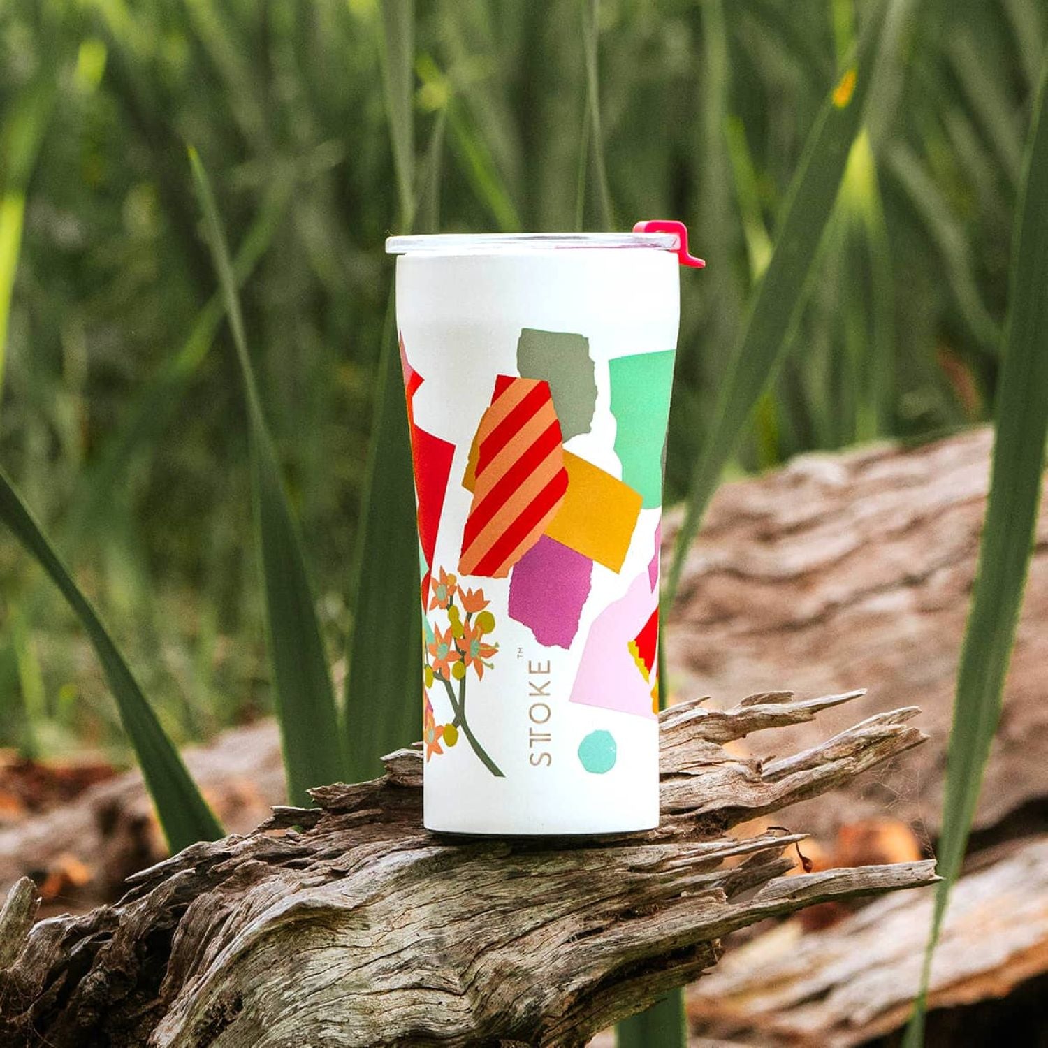 STTOKE Leah Summer Blooms Leakproof Ceramic Insulated Cup 12oz - White