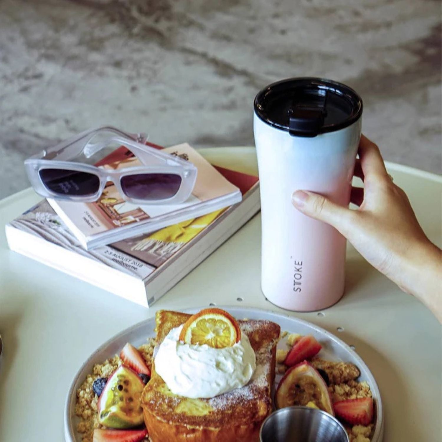 STTOKE Flow Leakproof Ceramic Insulated Cup 12oz - Sky Blush