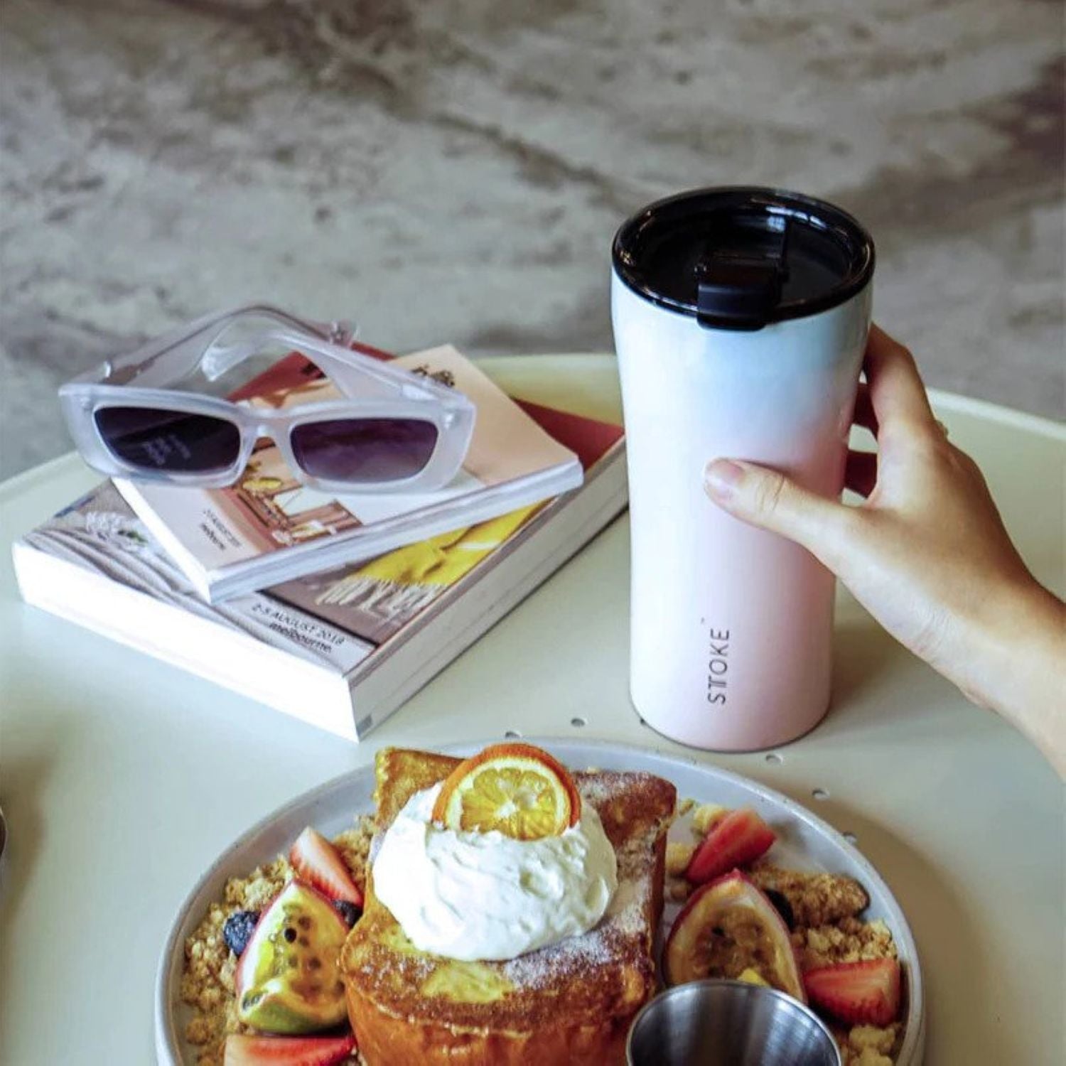 STTOKE Flow Leakproof Ceramic Insulated Cup 16oz - Sky Blush