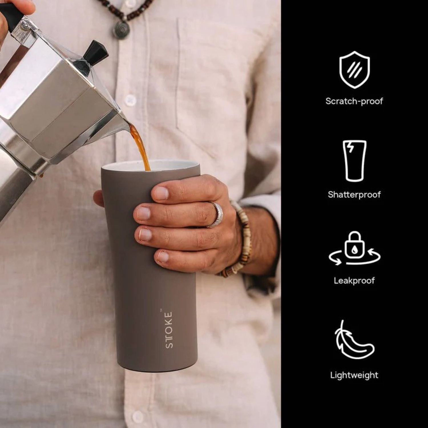 STTOKE Limited Edition Leakproof Ceramic Insulated Cup Powder Coating 12oz - Willow Grey