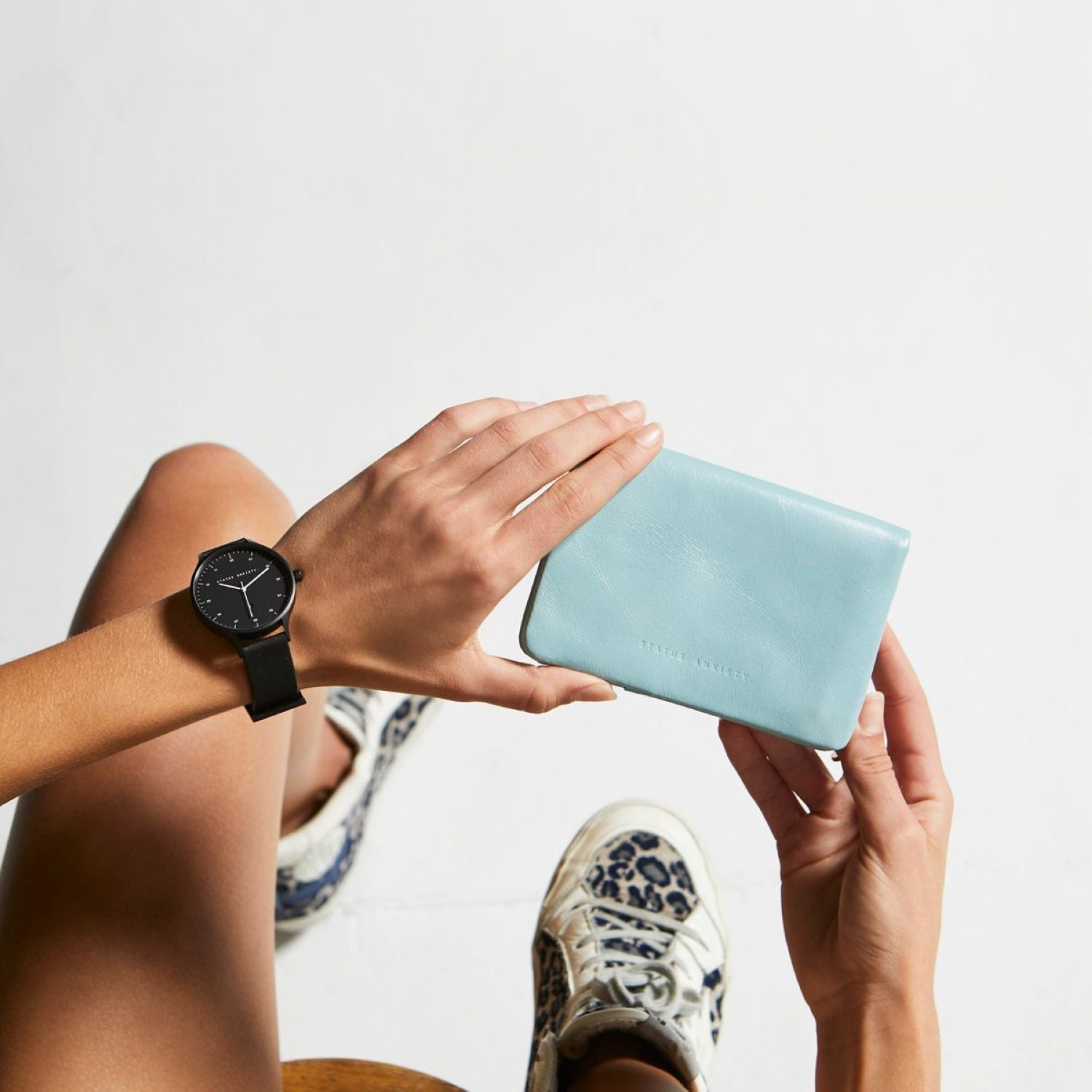 Status Anxiety Is Now Better Italian Leather Wallet - Sky