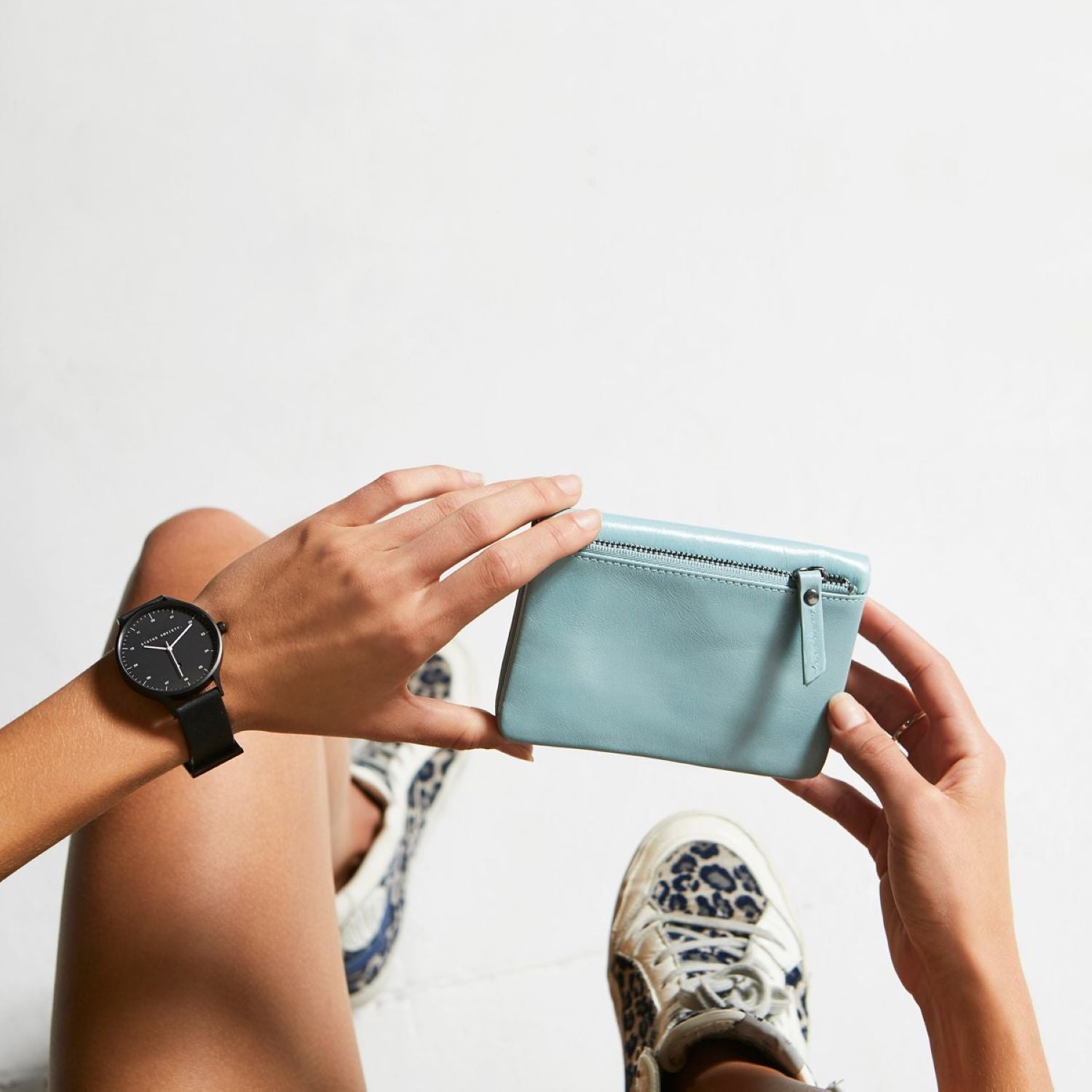 Status Anxiety Is Now Better Italian Leather Wallet - Sky