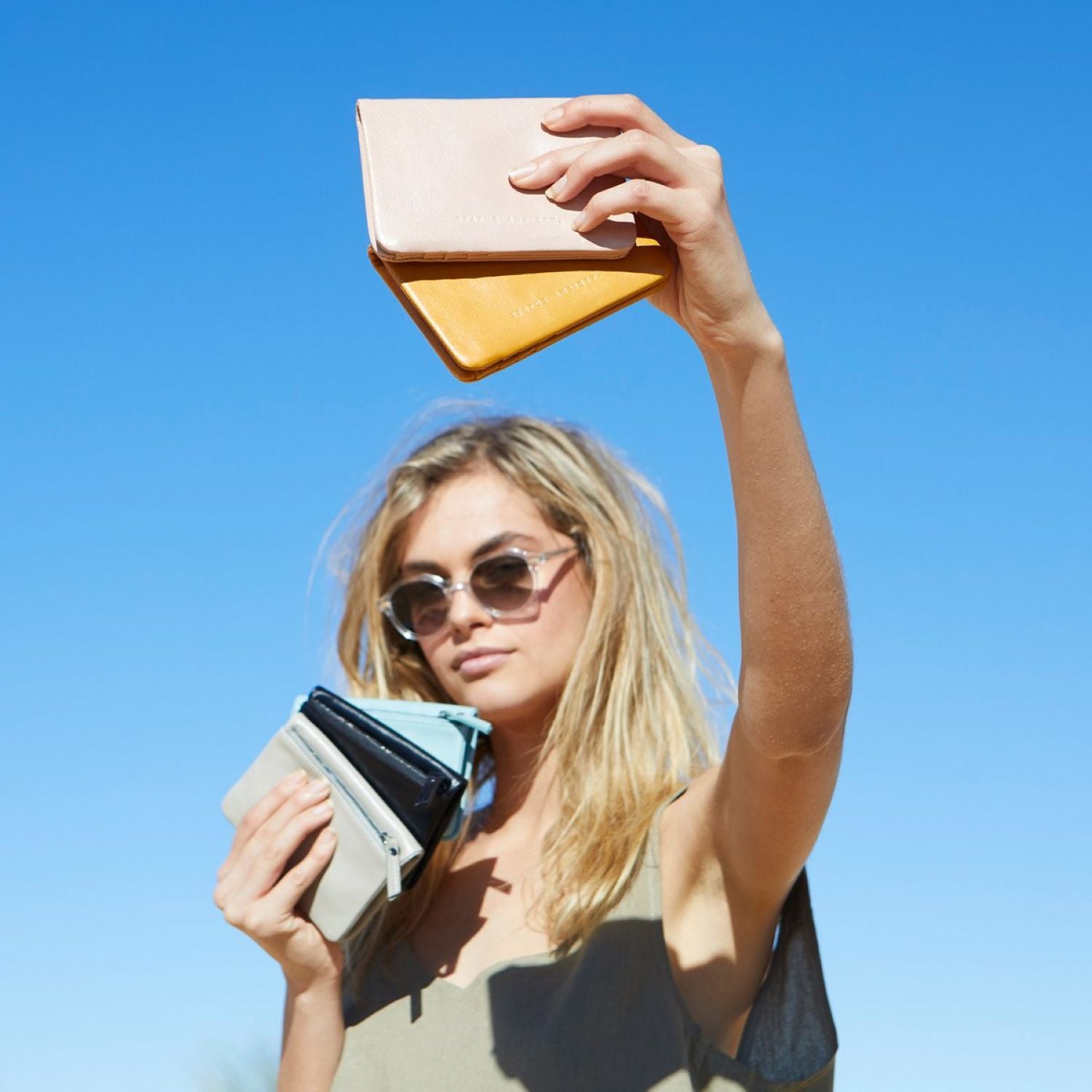 Status Anxiety Is Now Better Italian Leather Wallet - Sky