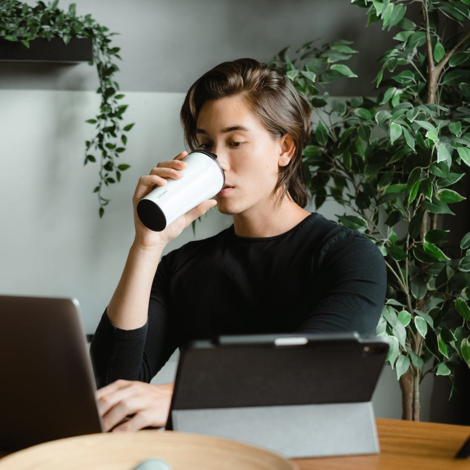 STTOKE Limited Edition Leakproof Ceramic Insulated Cup 12oz - Magnetic Blue
