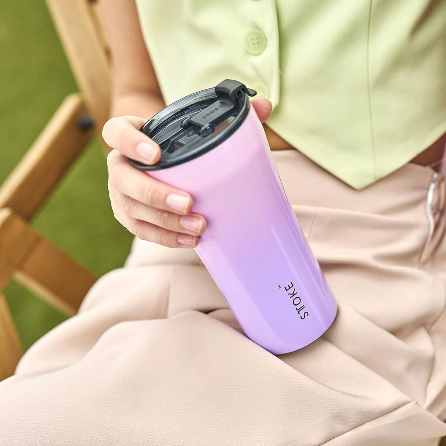 STTOKE Flow Leakproof Ceramic Insulated Cup 12oz - Lilac Dream