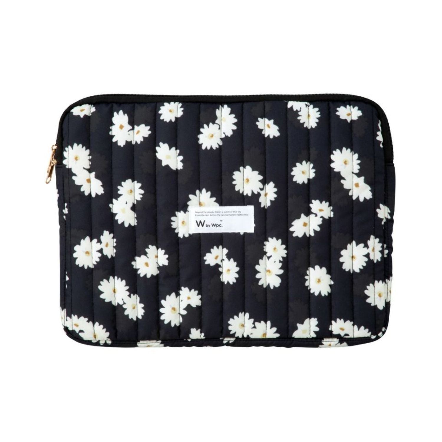 WPC Quilting Laptop Case L (15cm) Water Repellent (Floating Daisies Black)