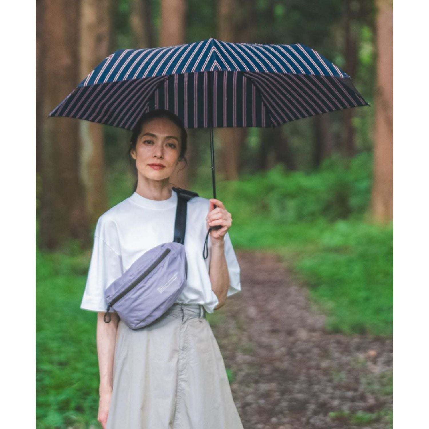 WPC UX Basic Folding UV Protection Umbrella 58cm (School Stripe)