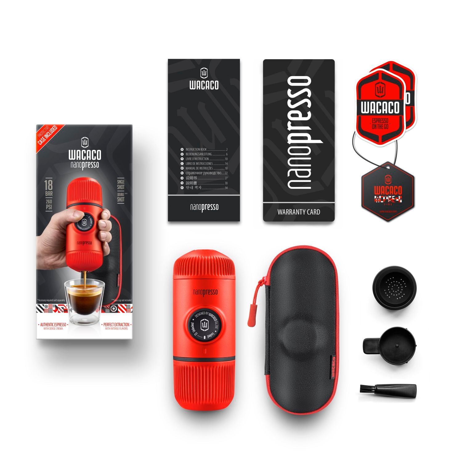 Wacaco Nanopresso + Case Espresso Coffee Maker - Lava Red