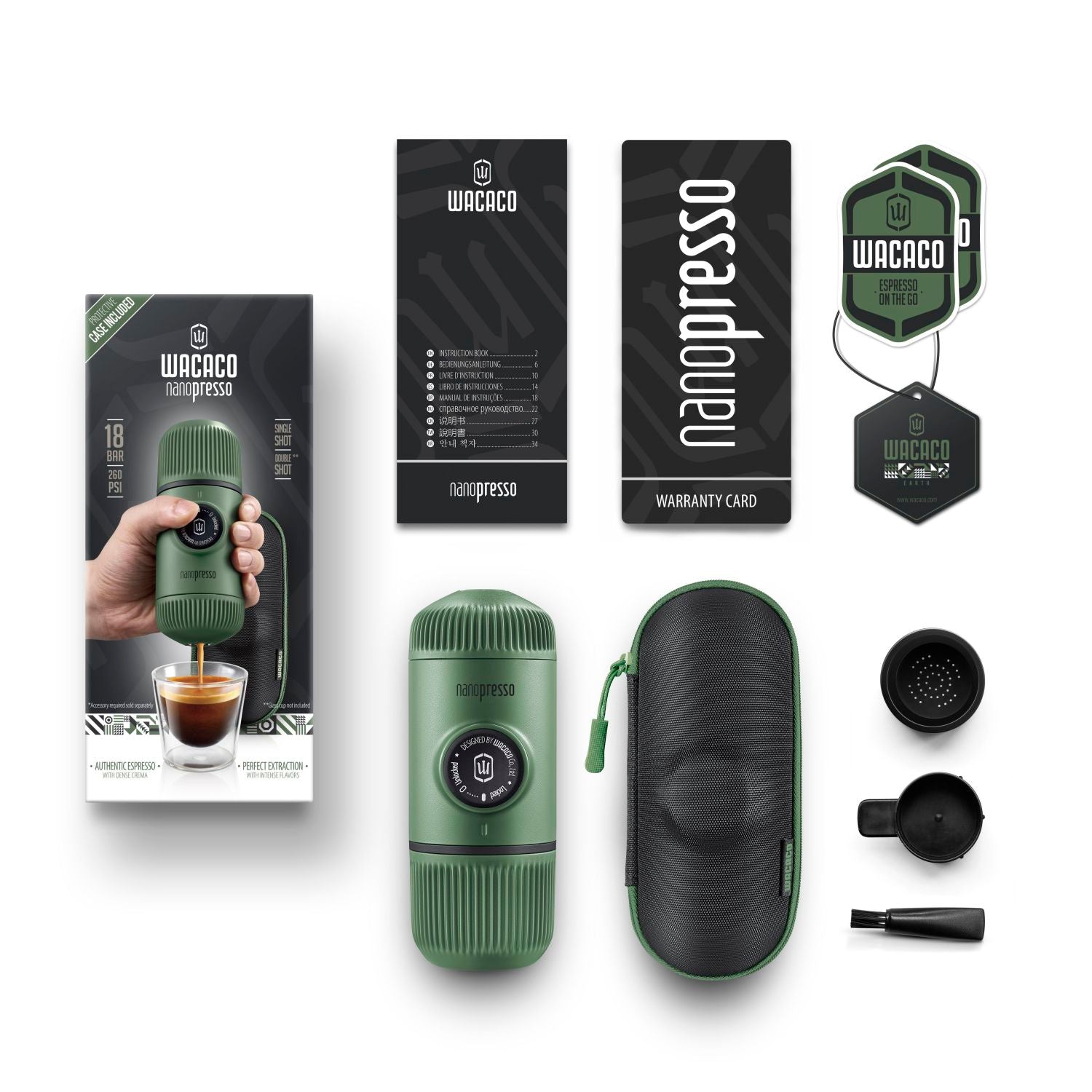 Wacaco Nanopresso + Case Espresso Coffee Maker - Moss Green