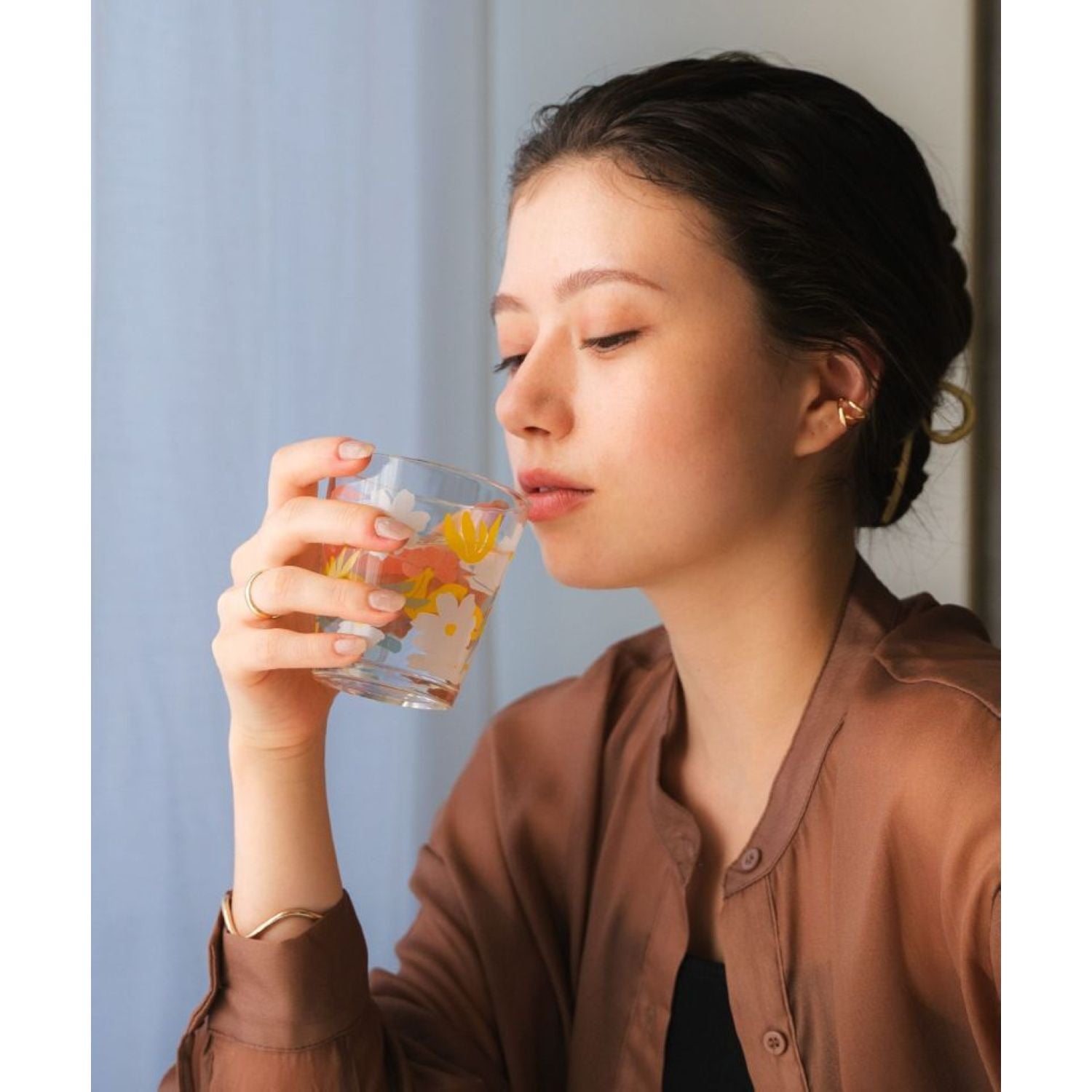 WPC Glass Tumbler 250ML (Camellia Navy)